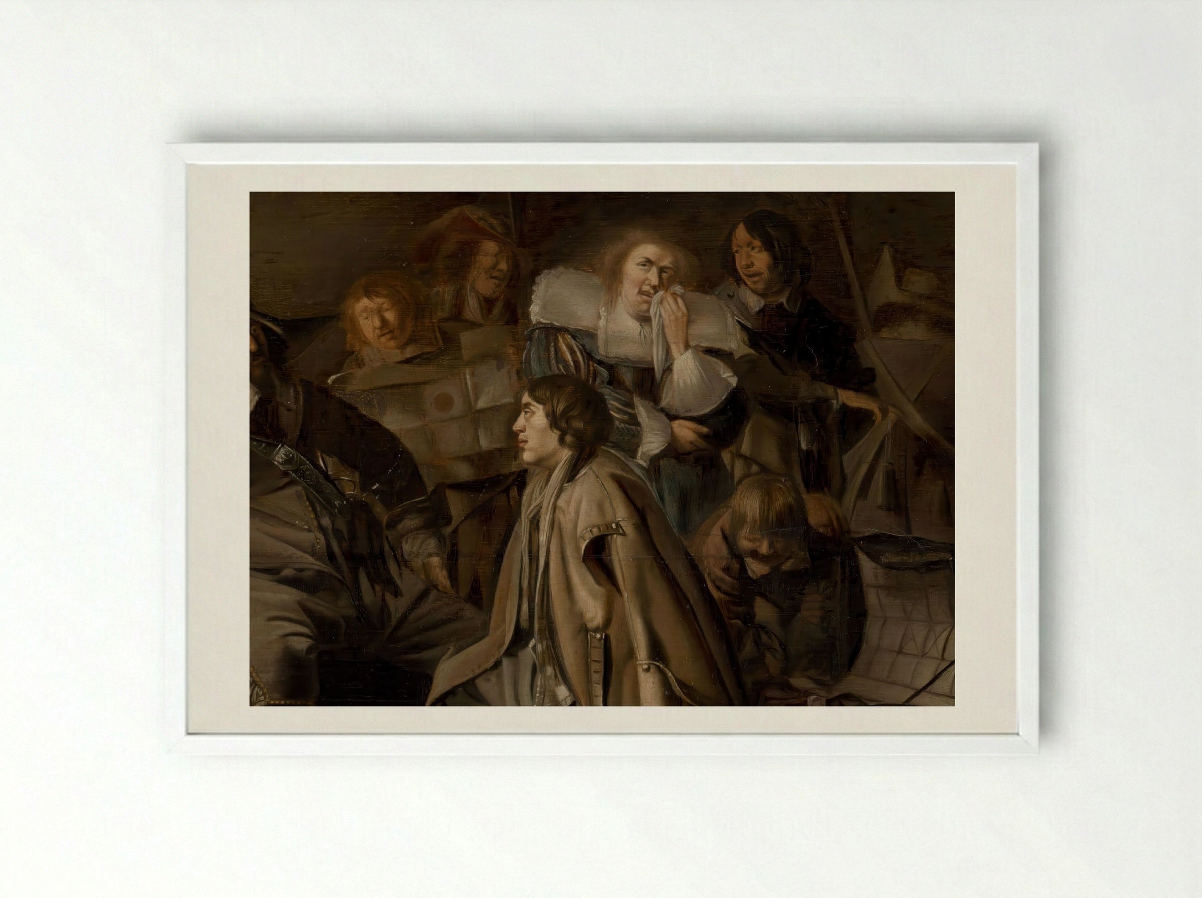 The Questioning of a Prisoner - Pieter Codde - Framed Print White