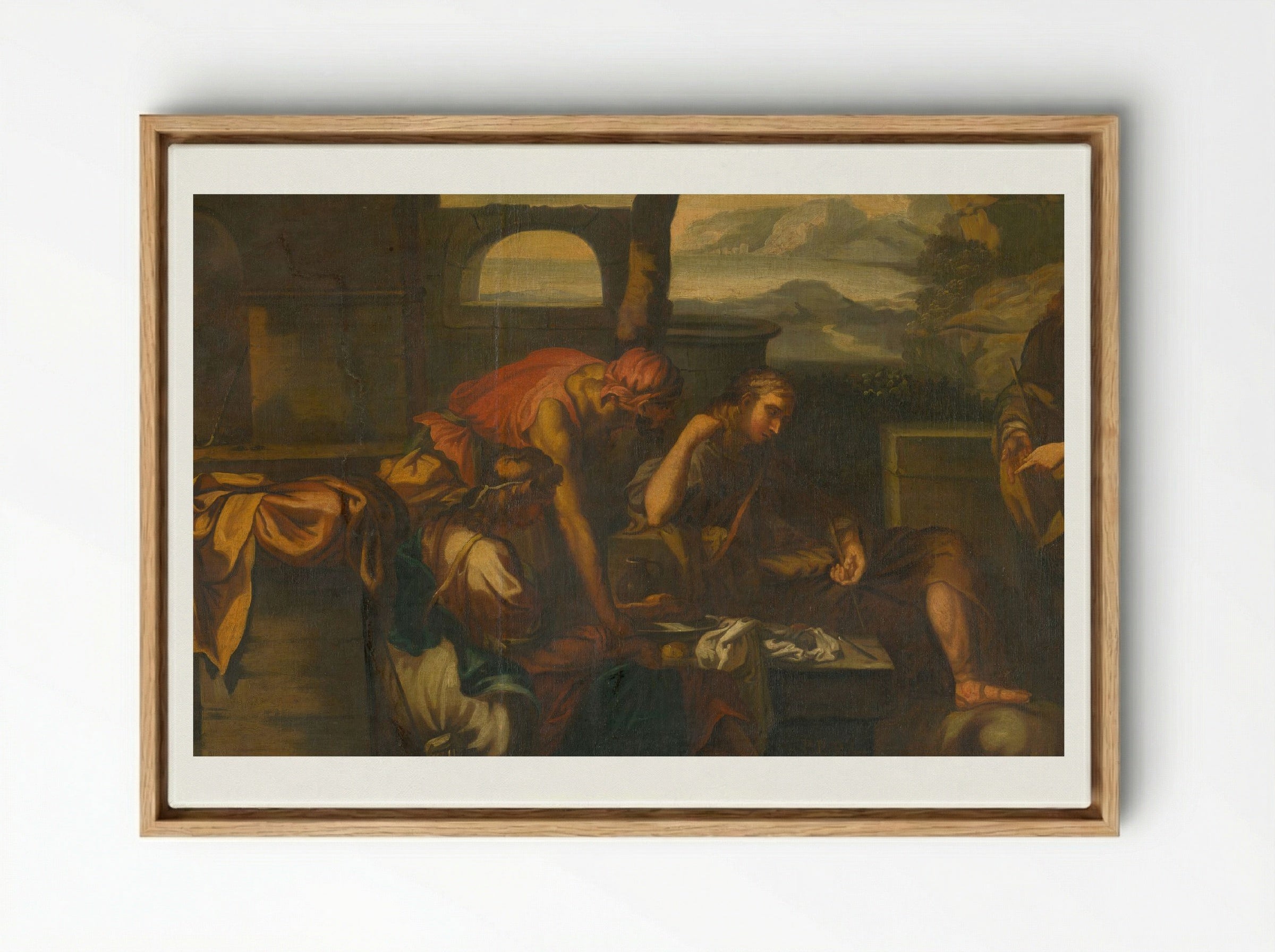 Biblical Scene with Figures - Fine Art Print - Framed Canvas Wood