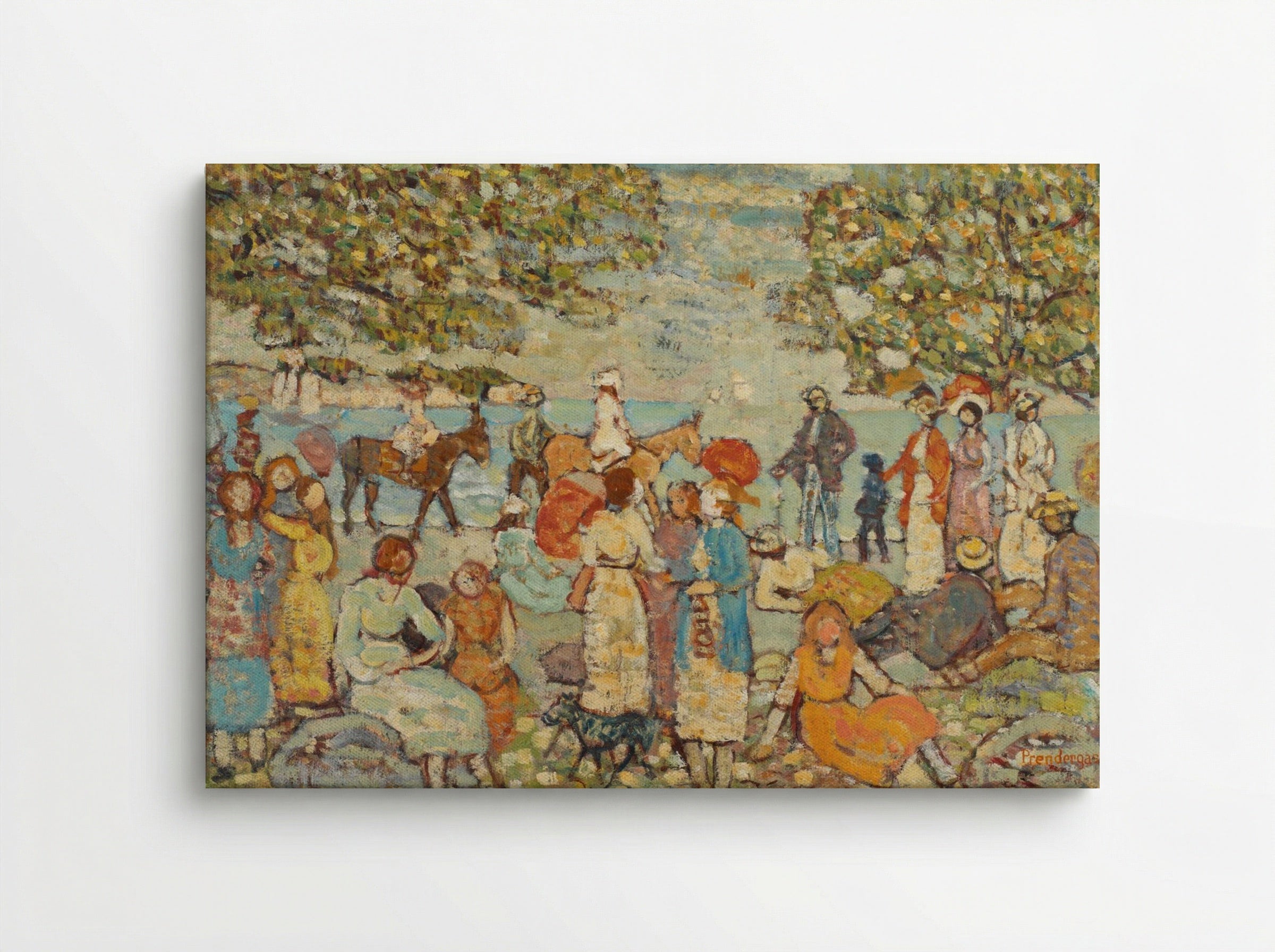 Beach Scene with Donkeys or Mules - Maurice Brazil Prendergast - Canvas