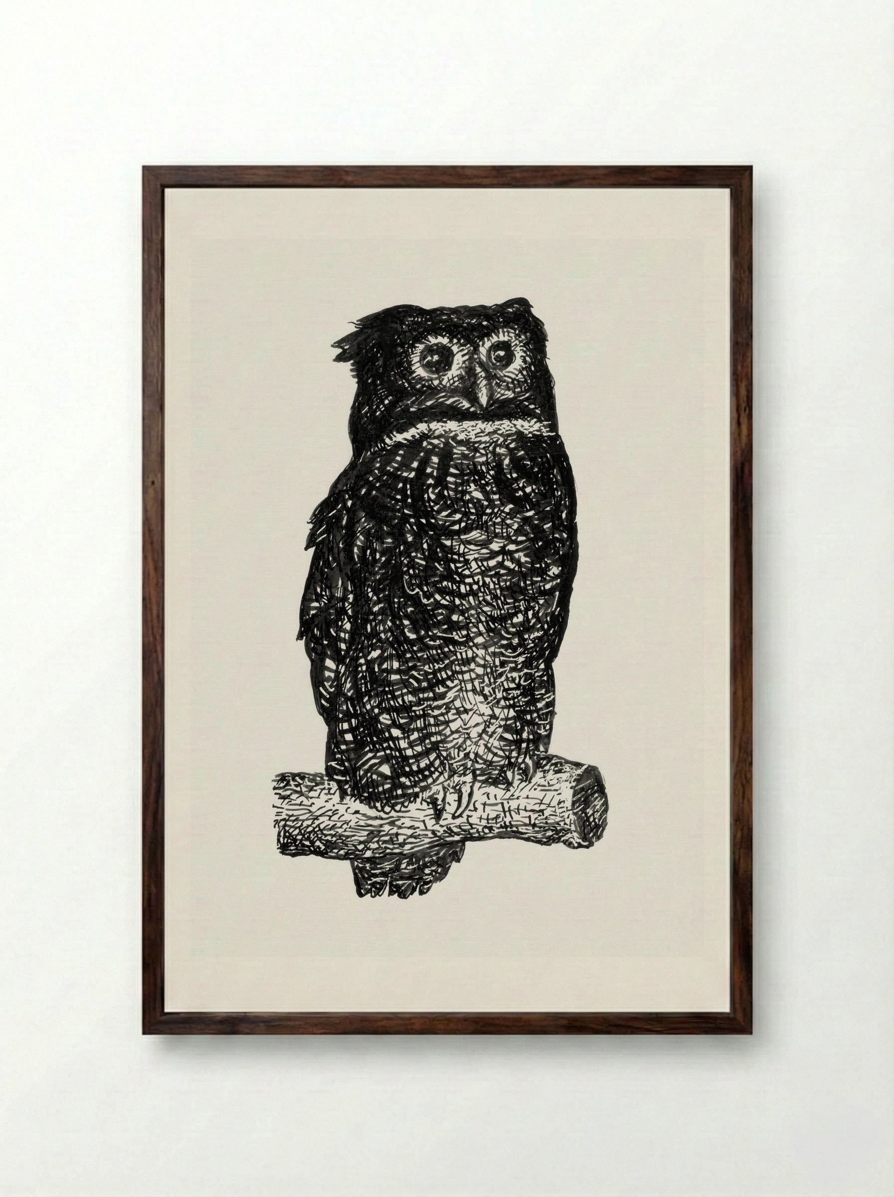 Owl - Leo Gestel - Framed Print Dark Wood