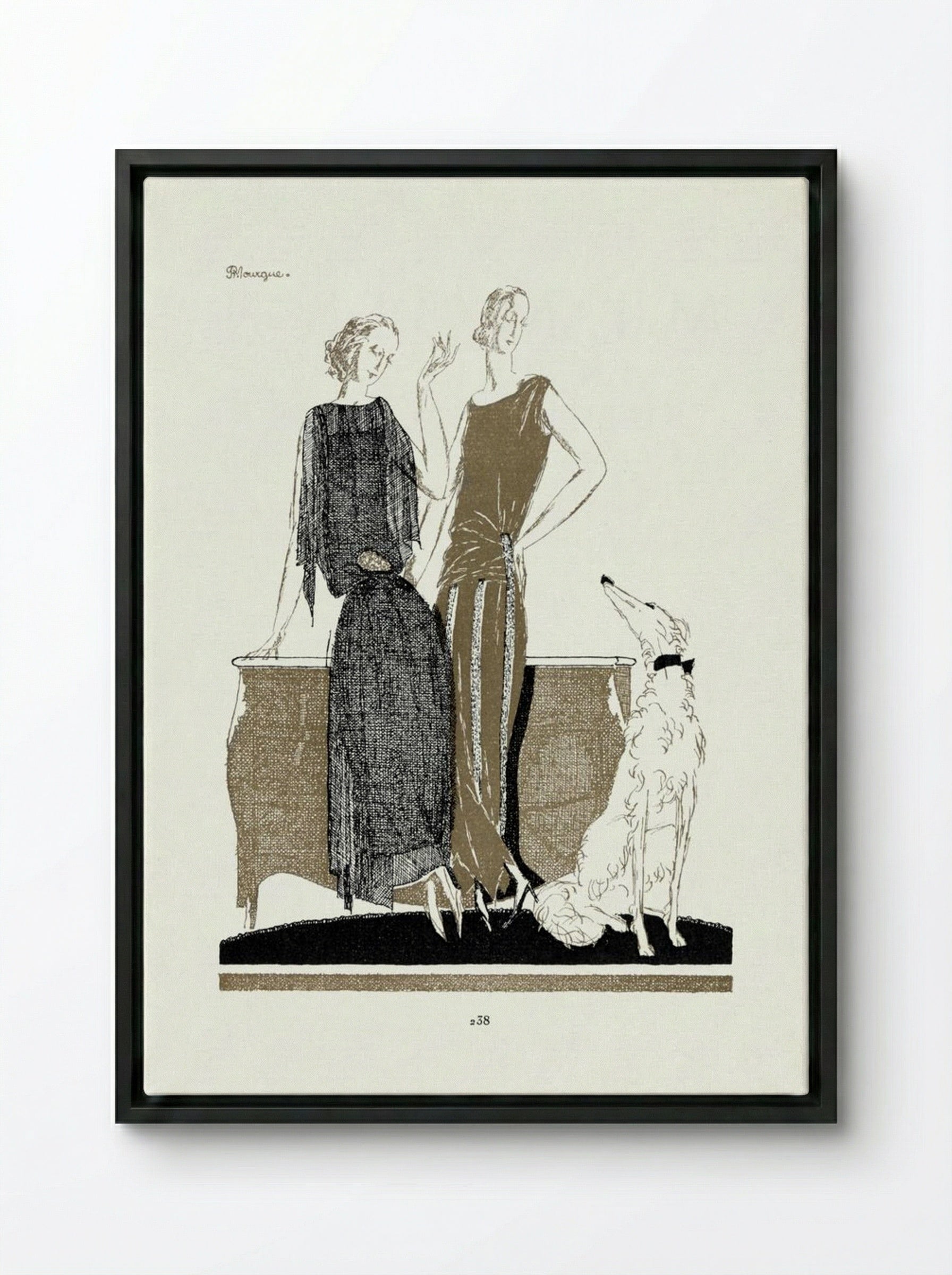 Two Dresses by Doeuillet - Pierre Morgue - Framed Canvas Black