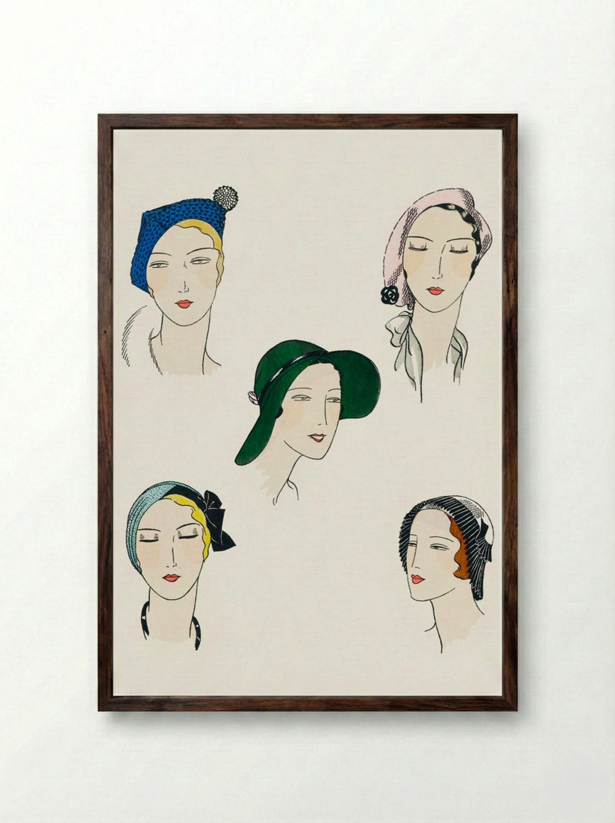 The Pretty Seasonal Hats - Fine Art Print - Framed Print Dark Wood