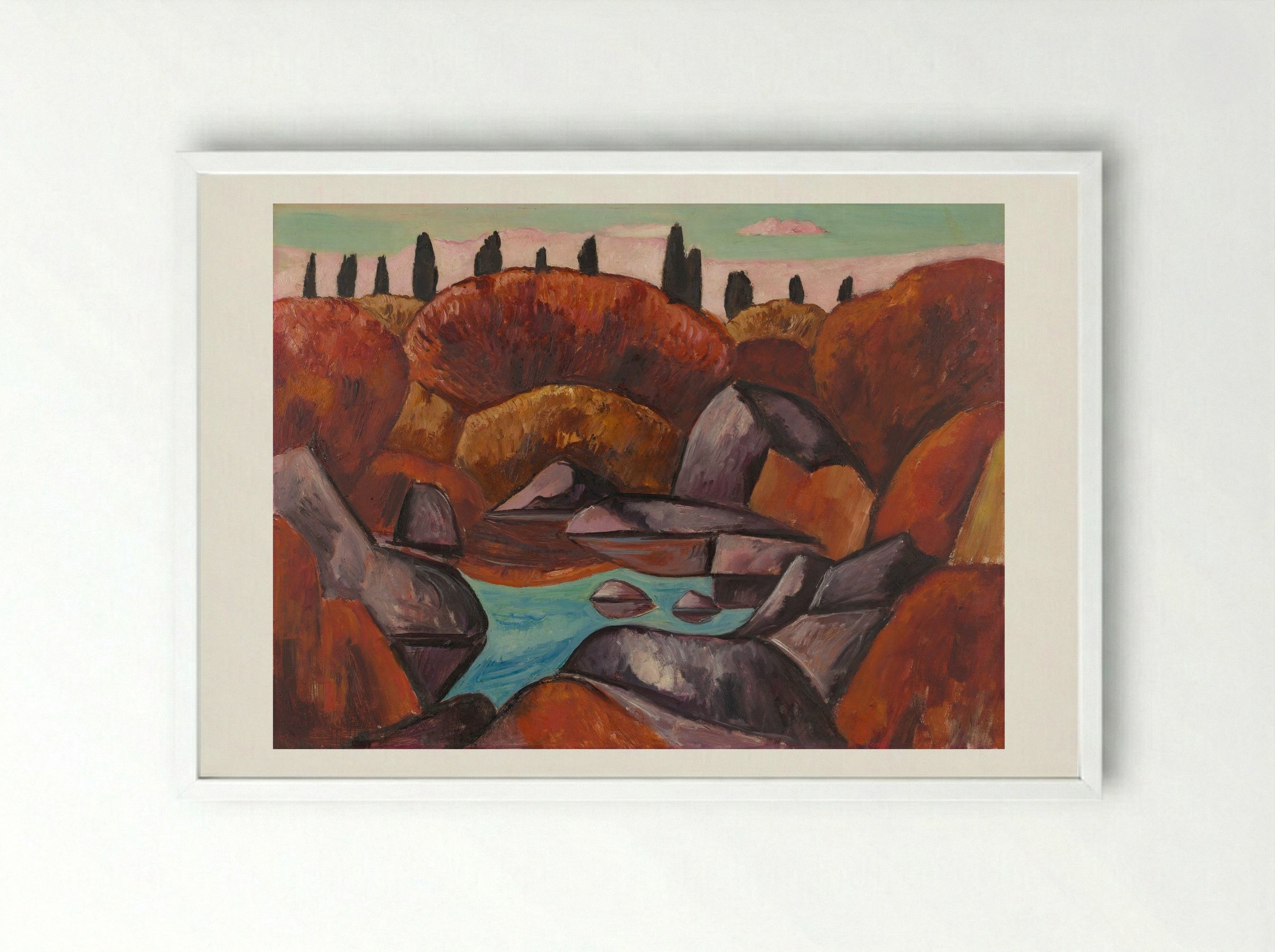 Flaming Pool, Dogtown - Marsden Hartley - Framed Print White