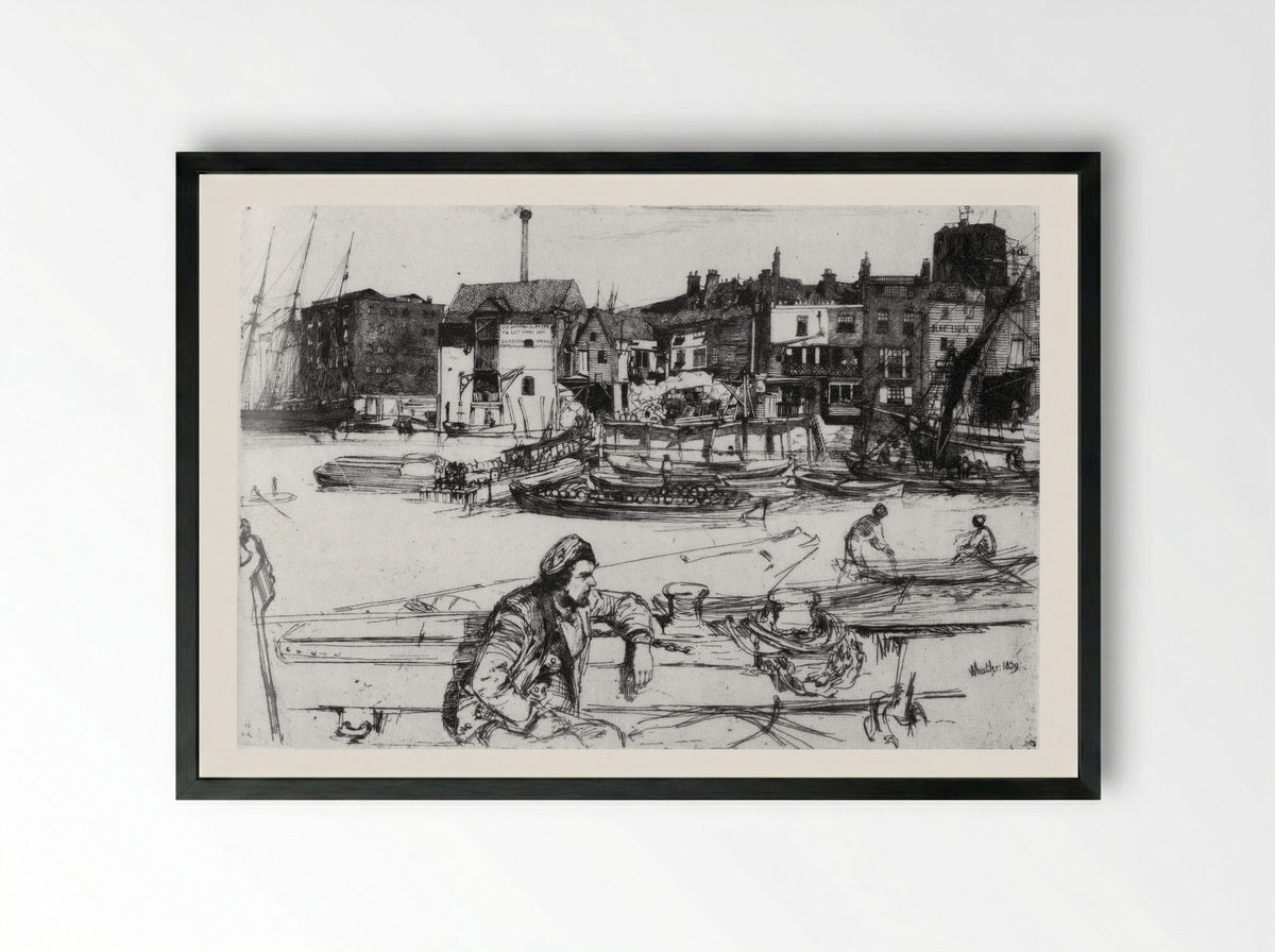 Black Lion Wharf - James McNeill Whistler - Framed Print Black