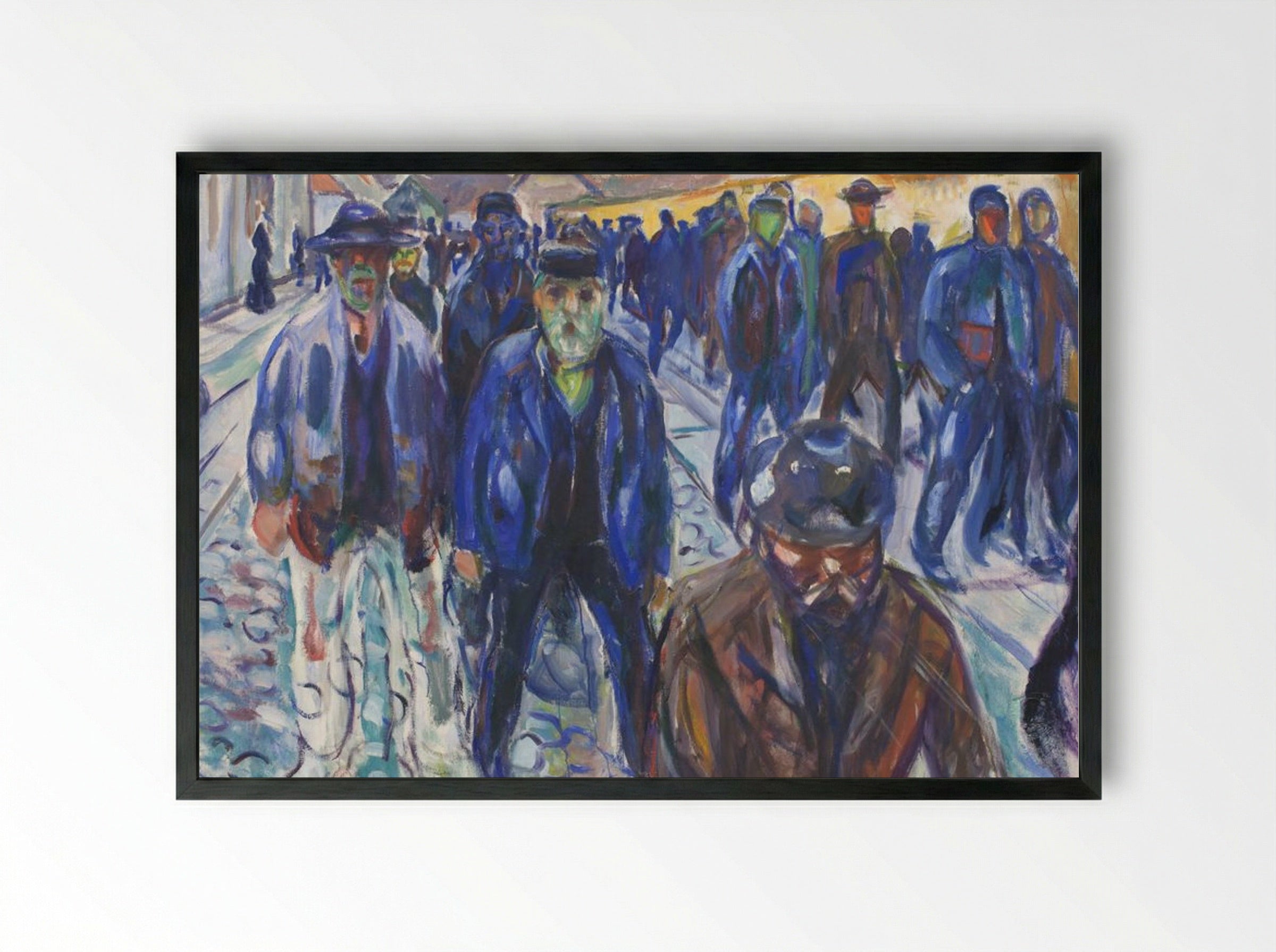 Workers on Their Way Home - Edvard Munch - Framed Print Black
