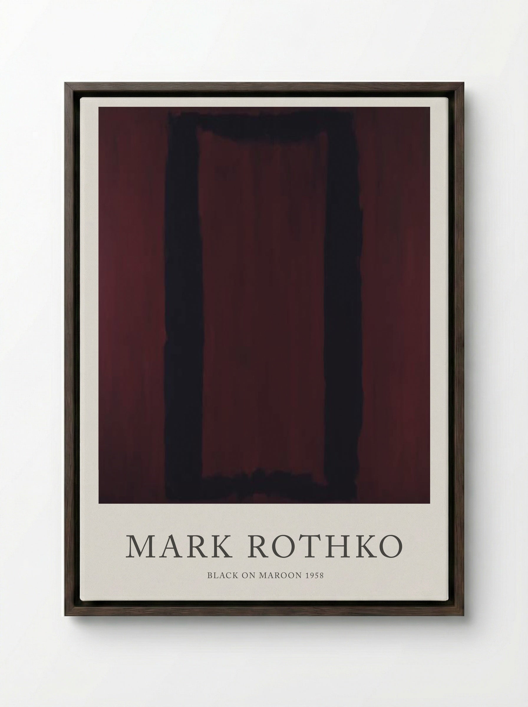 Black on Maroon - Mark Rothko - Framed Canvas Dark Wood