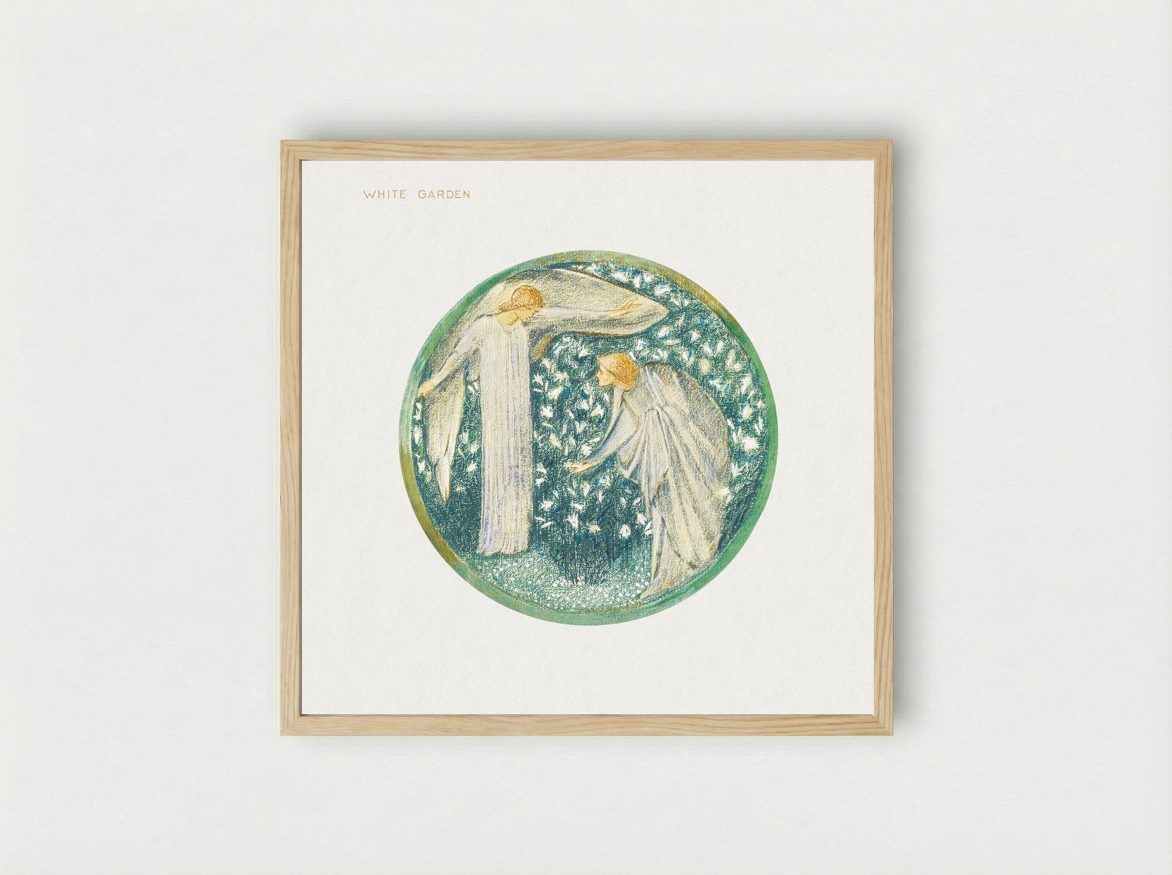 White Garden from The Flower Book - Edward Burne-Jones - Framed Print Wood