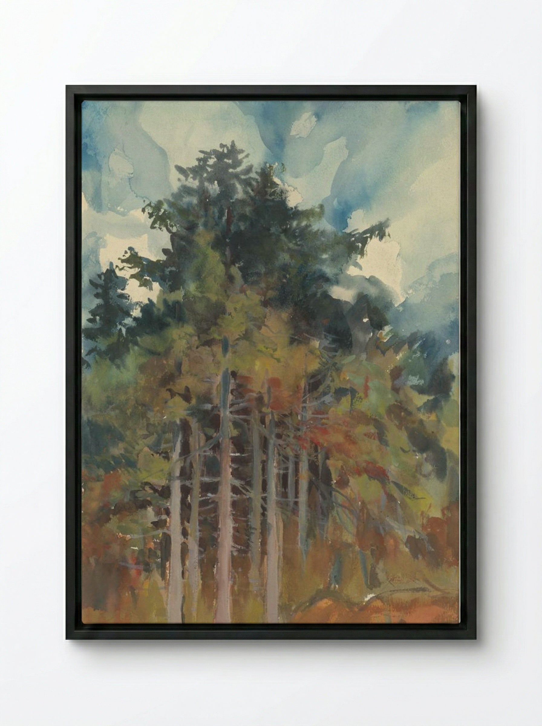 In the Forest in Autumn - Zolo Palugyay - Framed Canvas Black