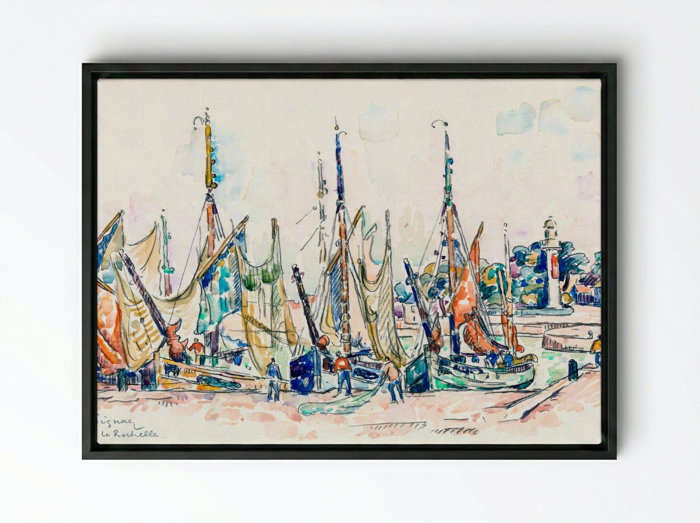 La Rochelle - Paul Signac - Framed Canvas Black