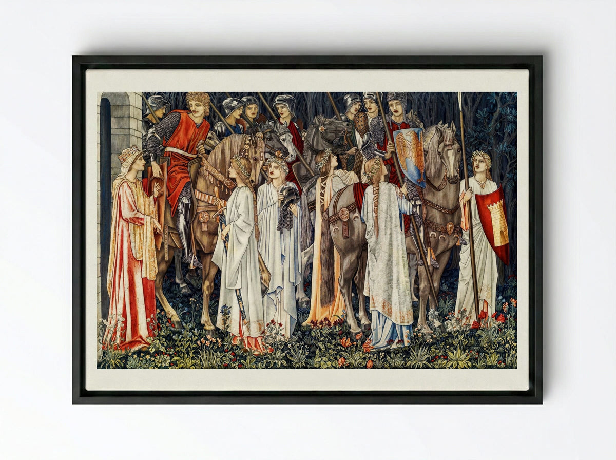 The Arming and Departure of the Knights - William Morris - Framed Canvas Black