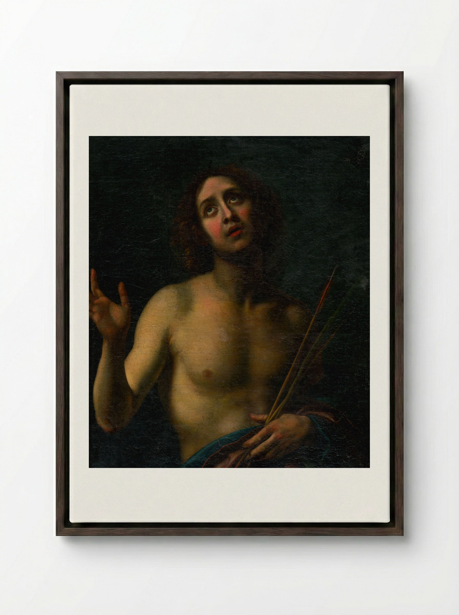 Saint Sebastian - Carlo Dolci - Framed Canvas Dark Wood