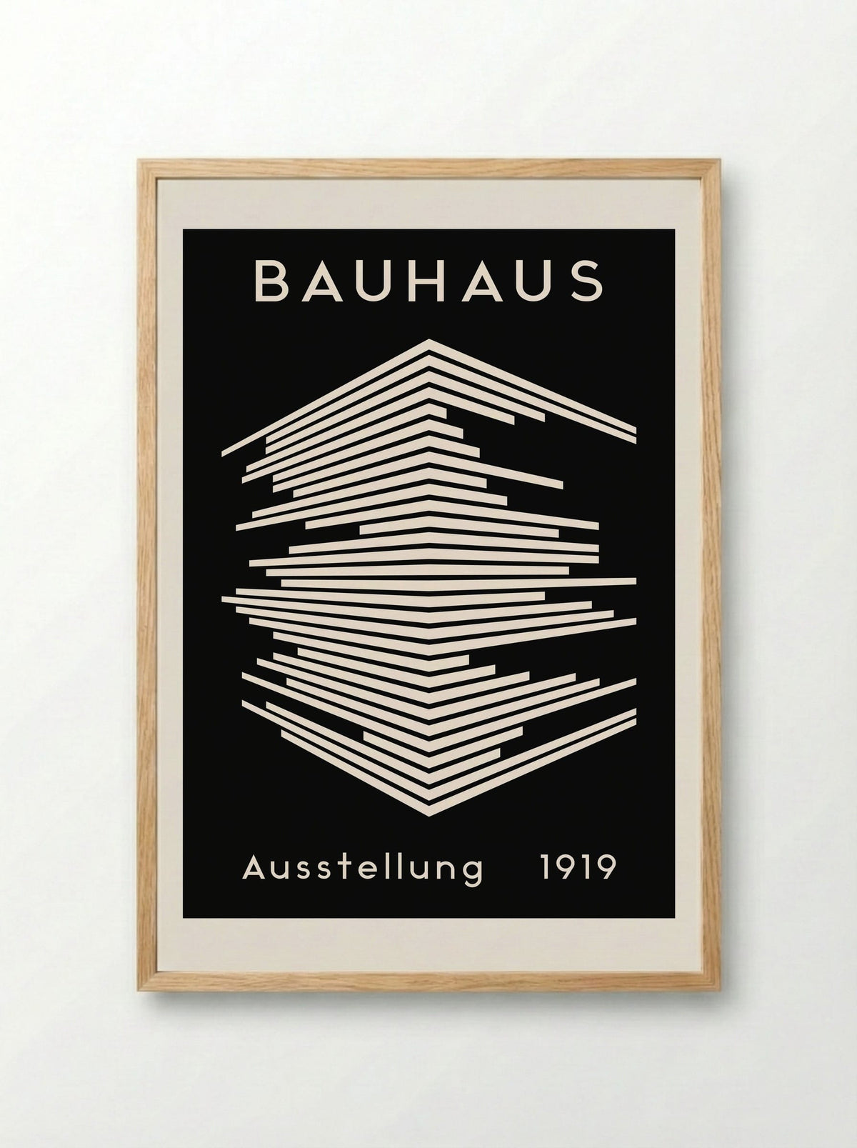 Bauhaus Architectural Lines on Black - Framed Print Wood