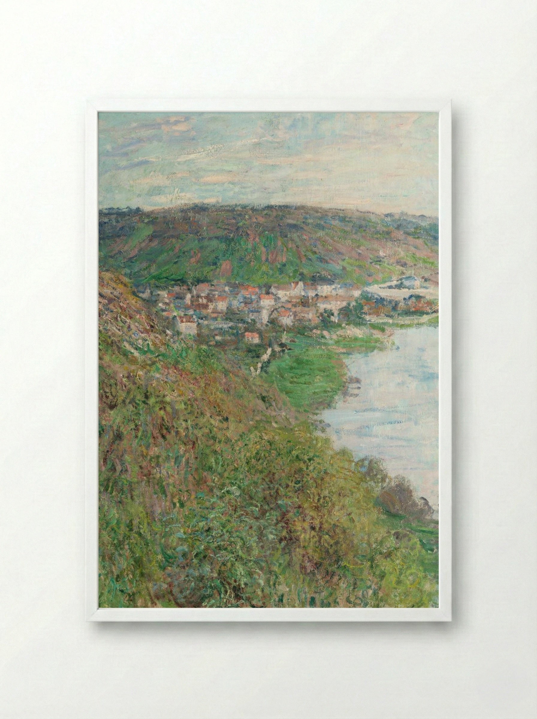View of Vétheuil - Claude Monet - Framed Print White