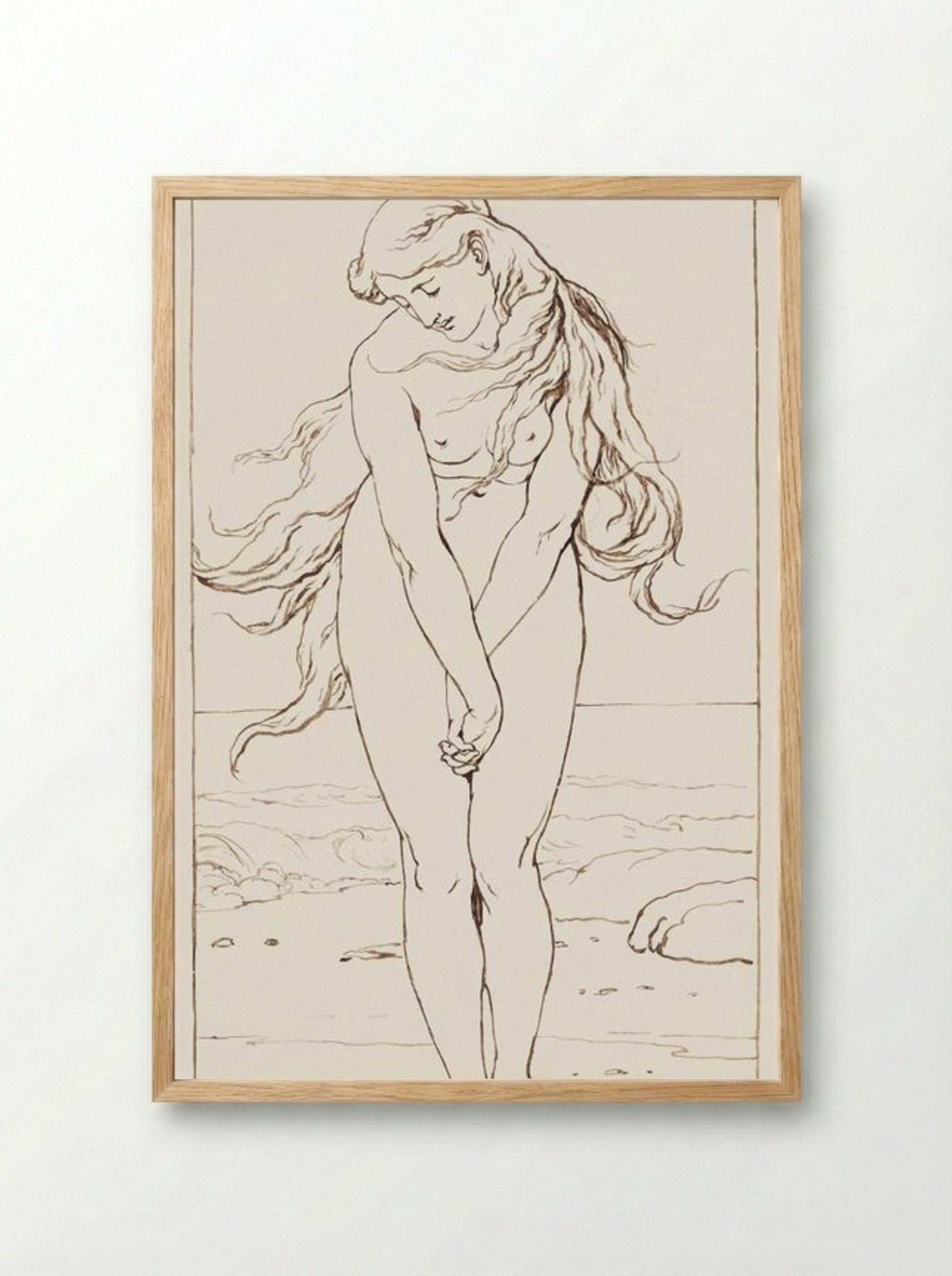 Standing Nude with Crossed Arms - John Dawson Watson - Framed Print Wood
