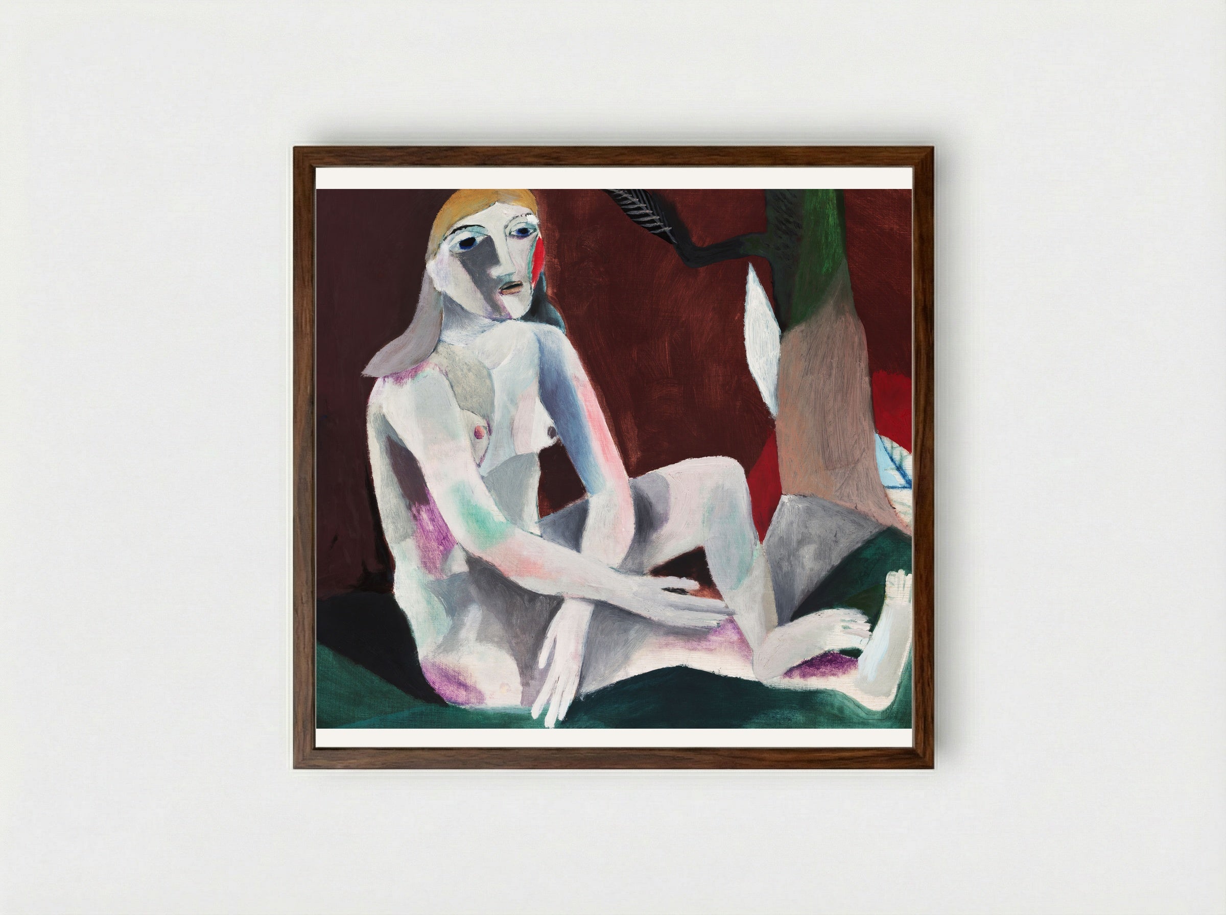 Seated Nude - Heinrich Campendonk - Framed Print Dark Wood