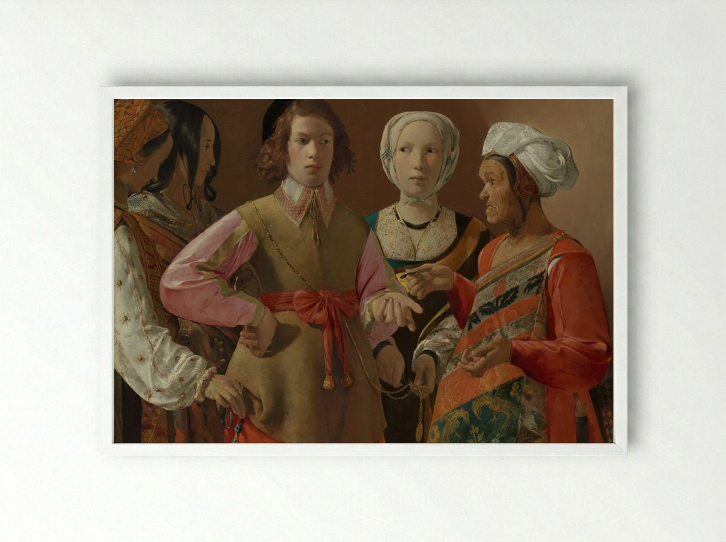 The Fortune Teller - Georges de La Tour - Framed Print White