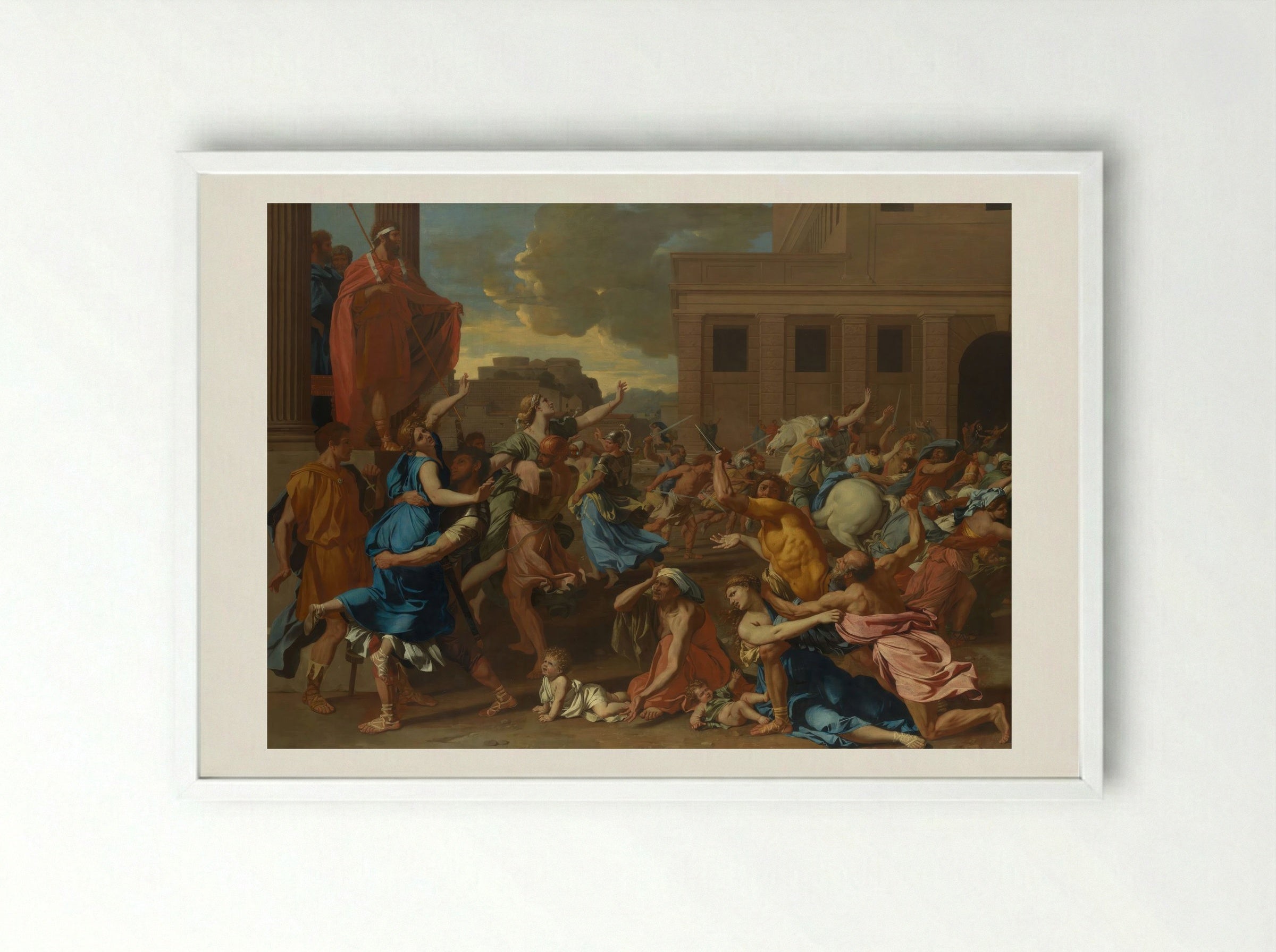 The Abduction of the Sabine Women - Nicolas Poussin - Framed Print White