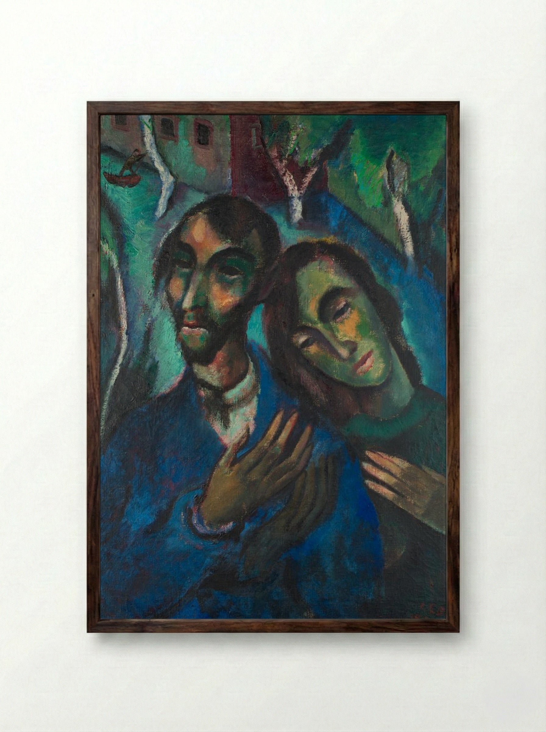 The Lovers - Marc Chagall - Framed Print Dark Wood