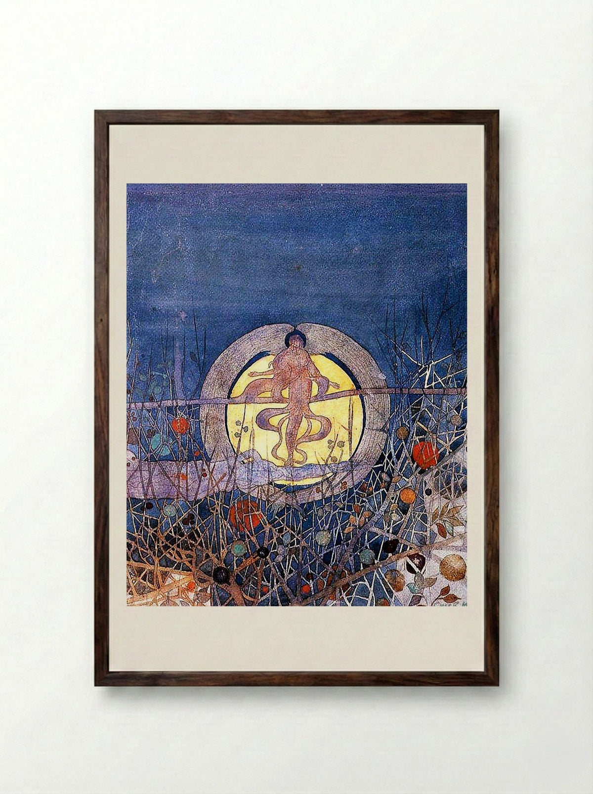 The Harvest Moon - Annie French - Framed Print Dark Wood