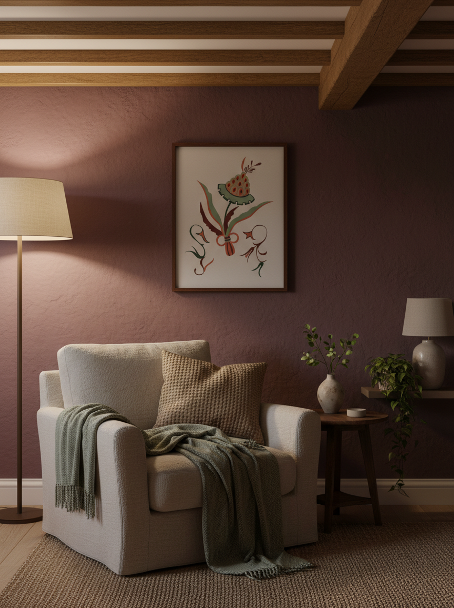 Floral Design with Swans - Fine Art Print - Lifestyle