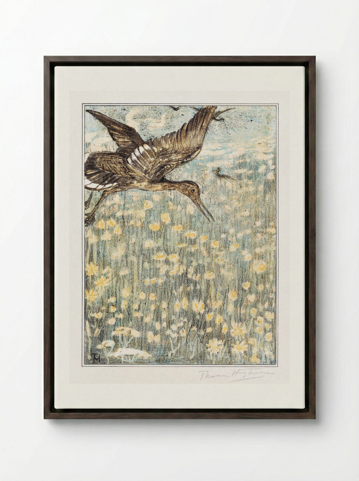 Tureluur (Redshank) - Theo van Hoytema - Framed Canvas Dark Wood
