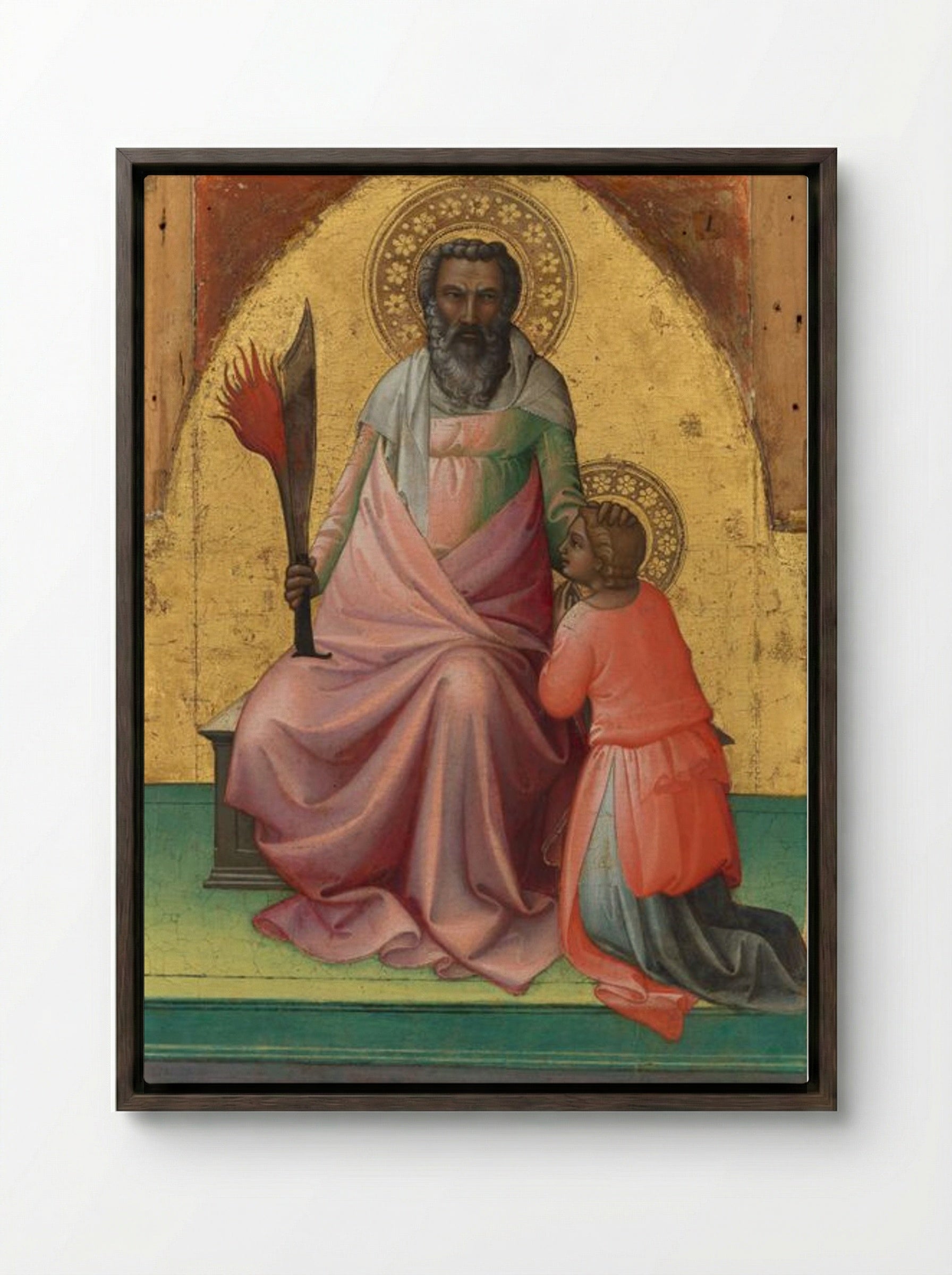 Abraham Sacrificing Isaac - Lorenzo Monaco - Framed Canvas Dark Wood