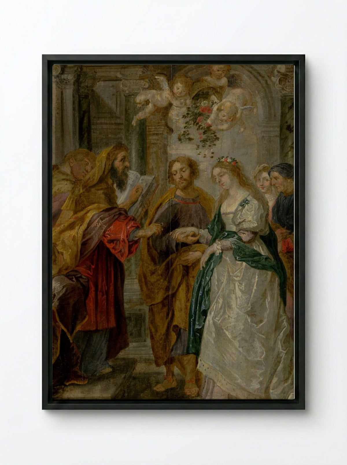 The Betrothal of the Virgin Mary - Peter Paul Rubens - Framed Canvas Black