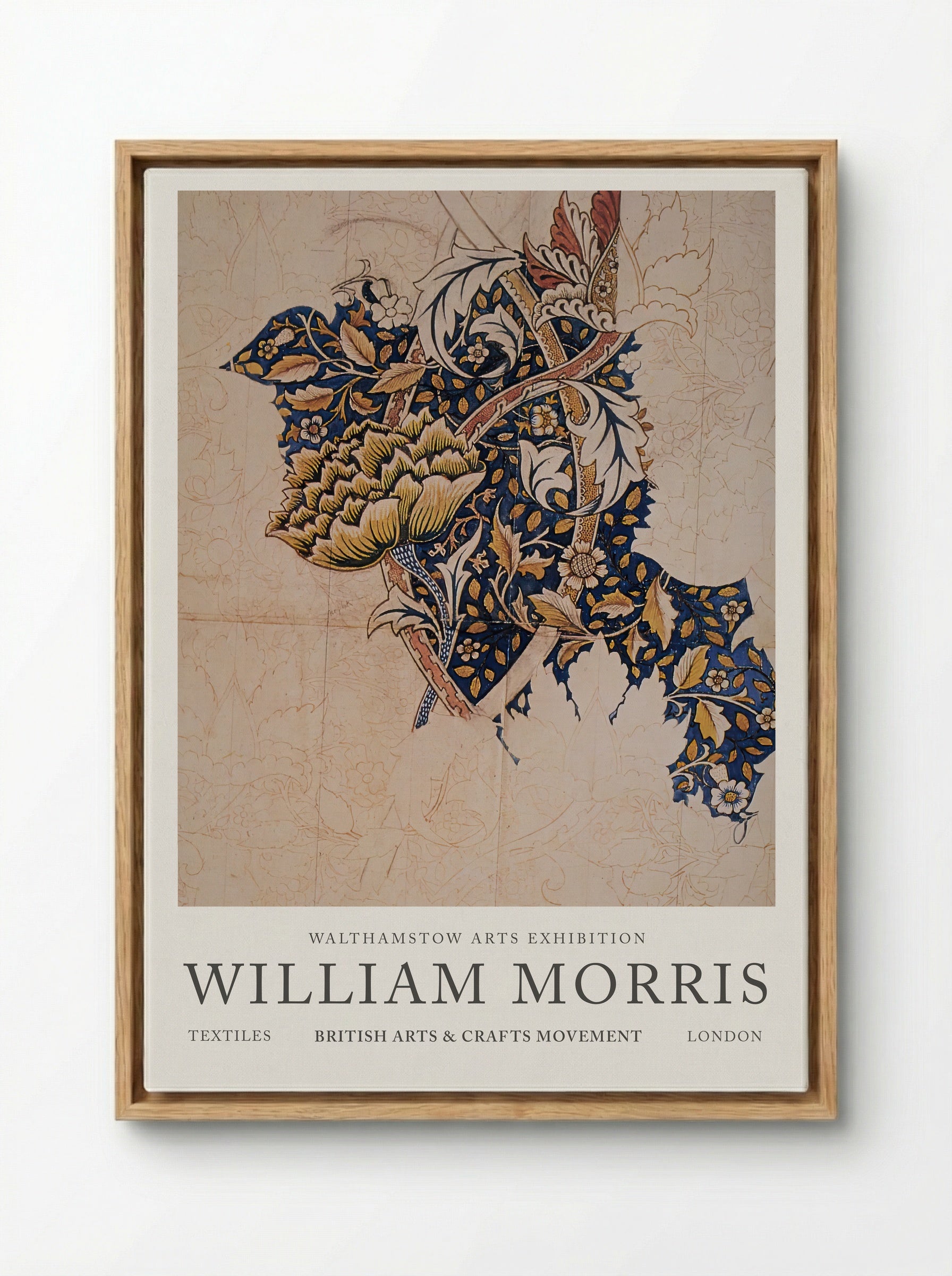 Design for Windrush printed textile - William Morris - Framed Canvas Wood
