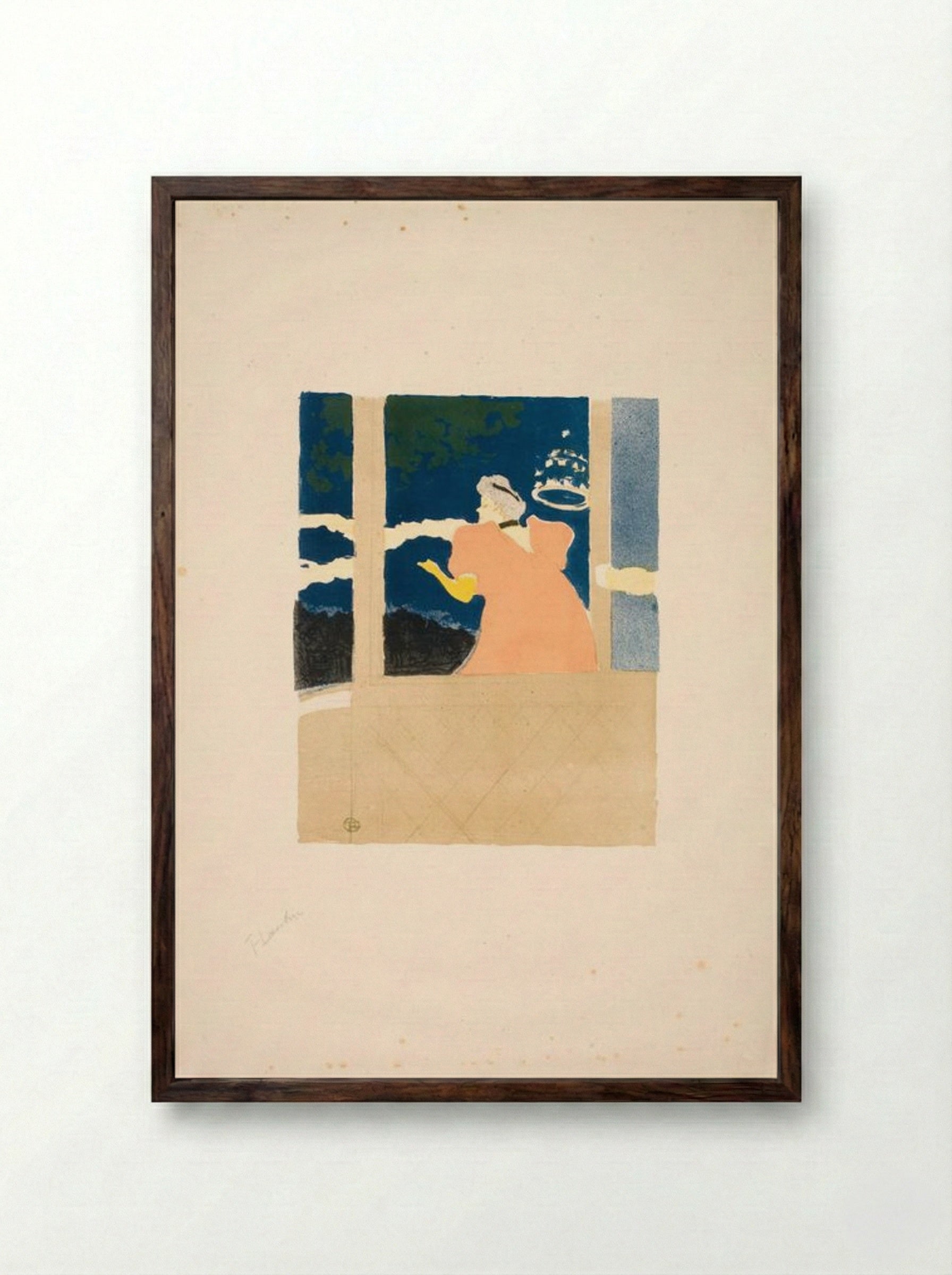 Aux Ambassadeurs - Chanteuse au café-concert - Henri de Toulouse-Lautrec - Framed Print Dark Wood