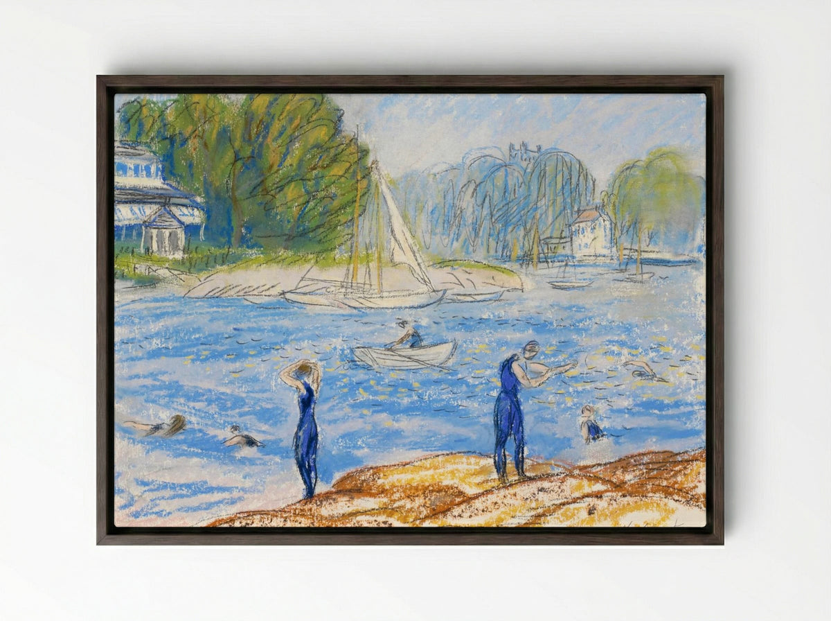 Bathers, Annisquam - William James Glackens - Framed Canvas Dark Wood