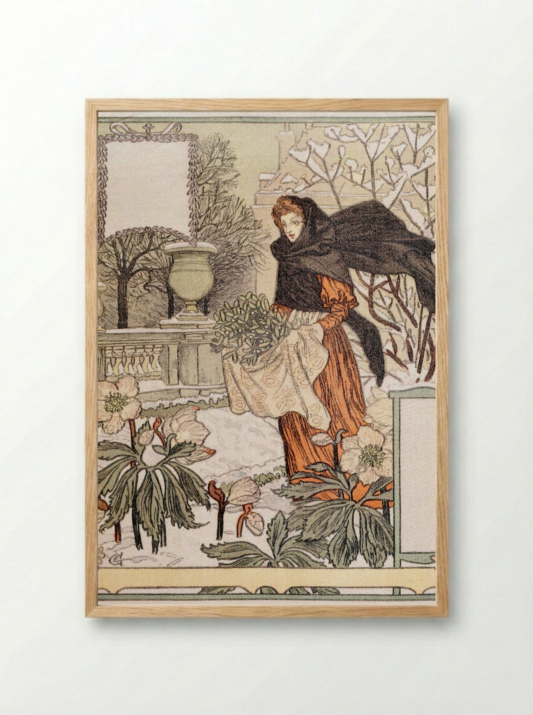 Allégorie du mois de Décembre - Eugène Grasset - Framed Print Wood