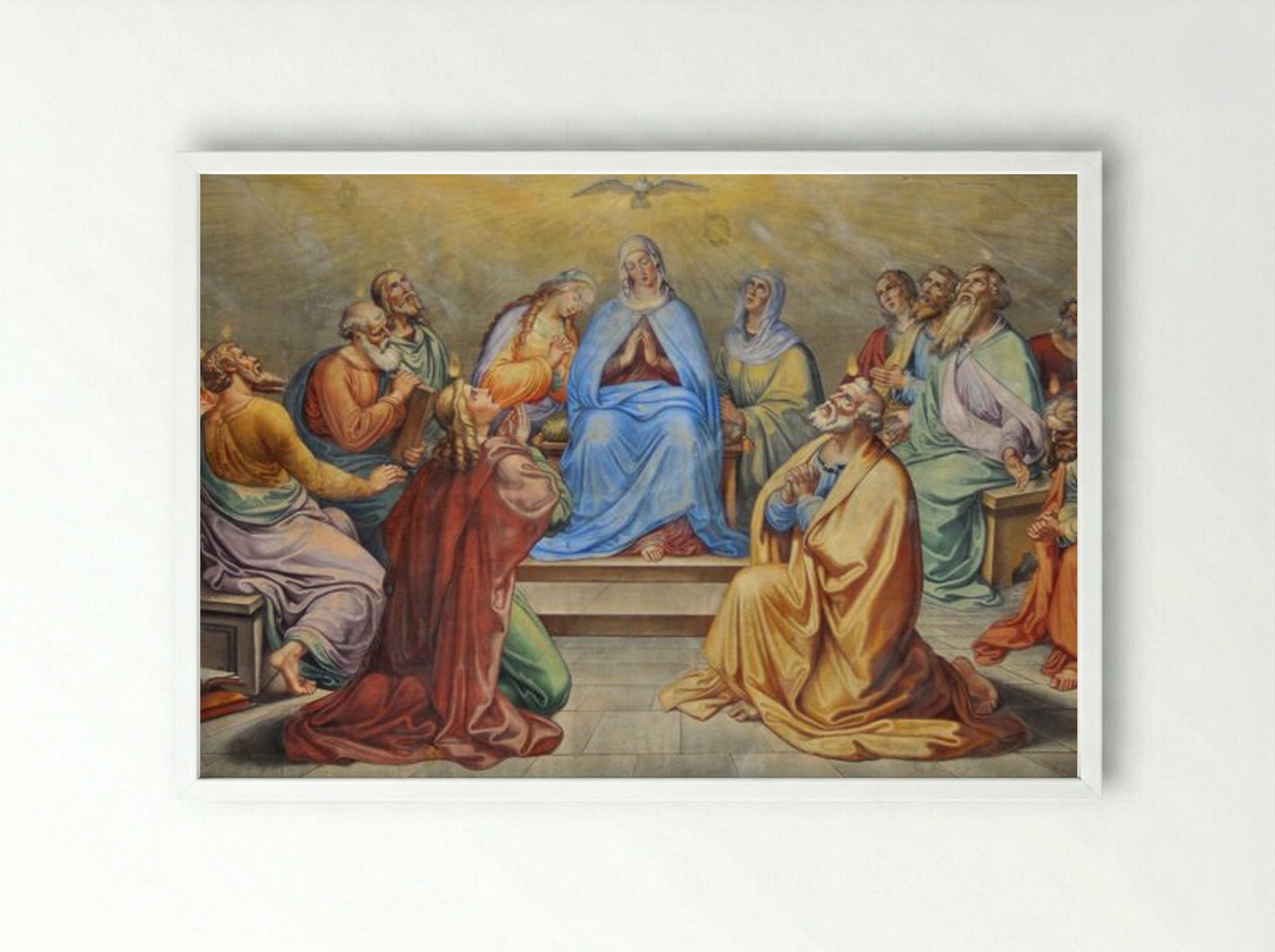 Descent of the Holy Spirit - Fine Art Print - Framed Print White