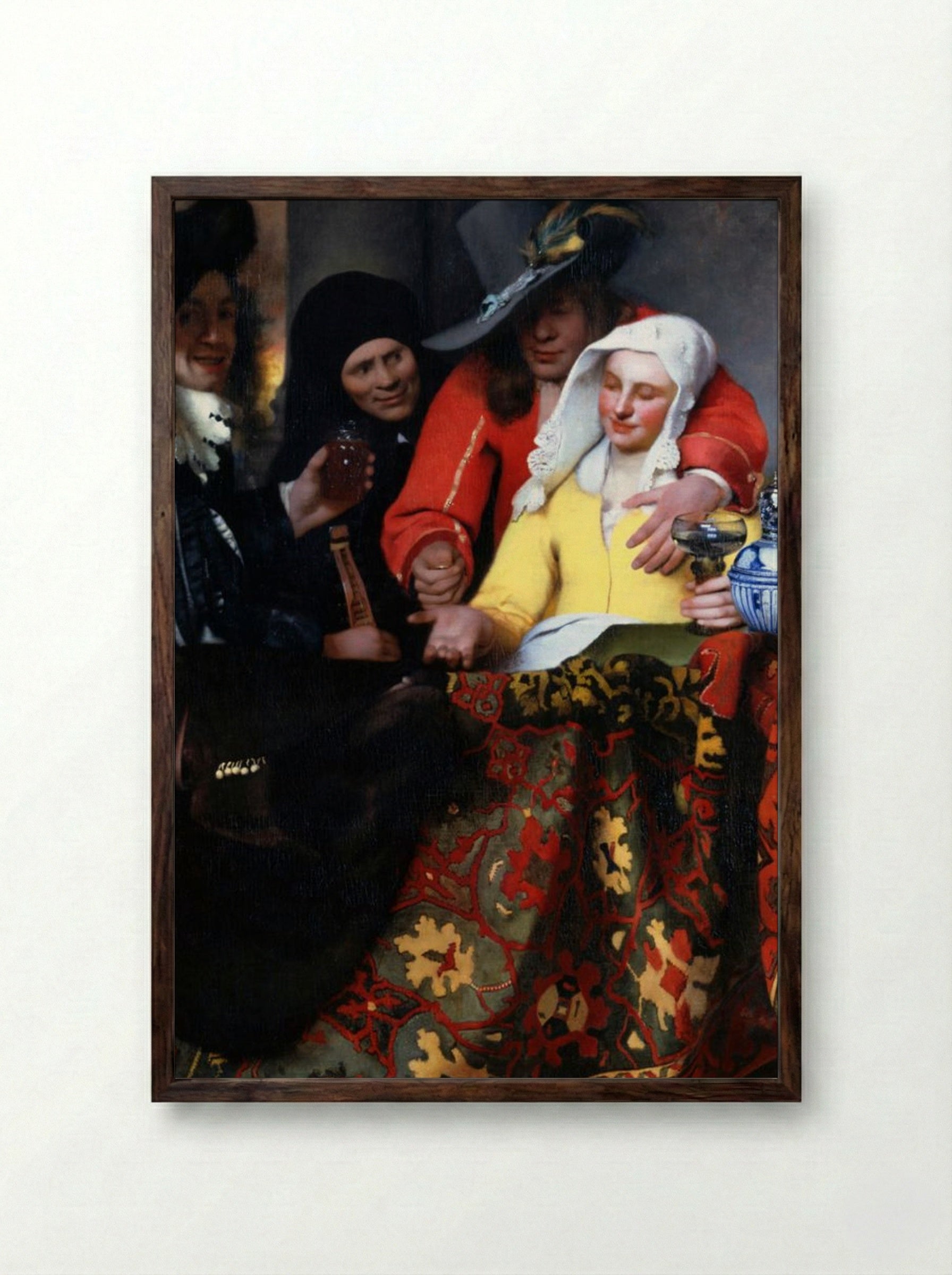 The Procuress - Johannes Vermeer - Framed Print Dark Wood