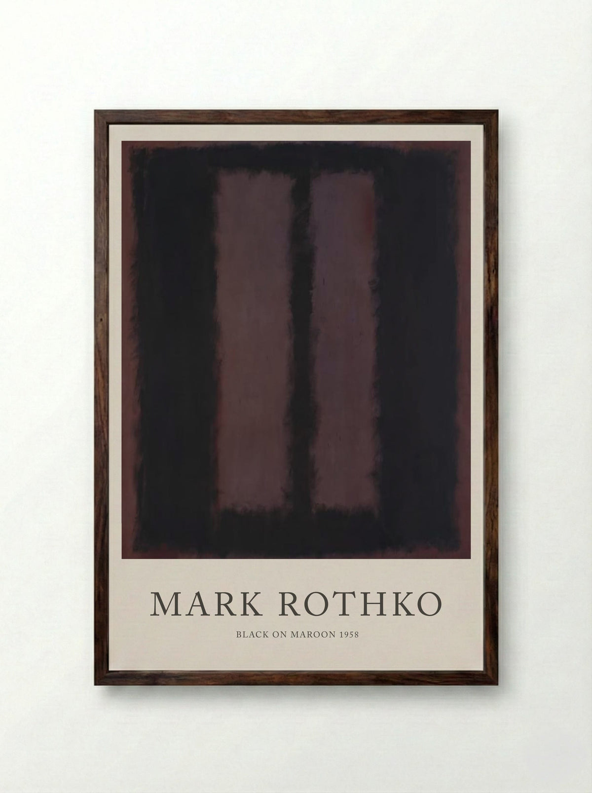 Black on Maroon - Mark Rothko - Framed Print Dark Wood