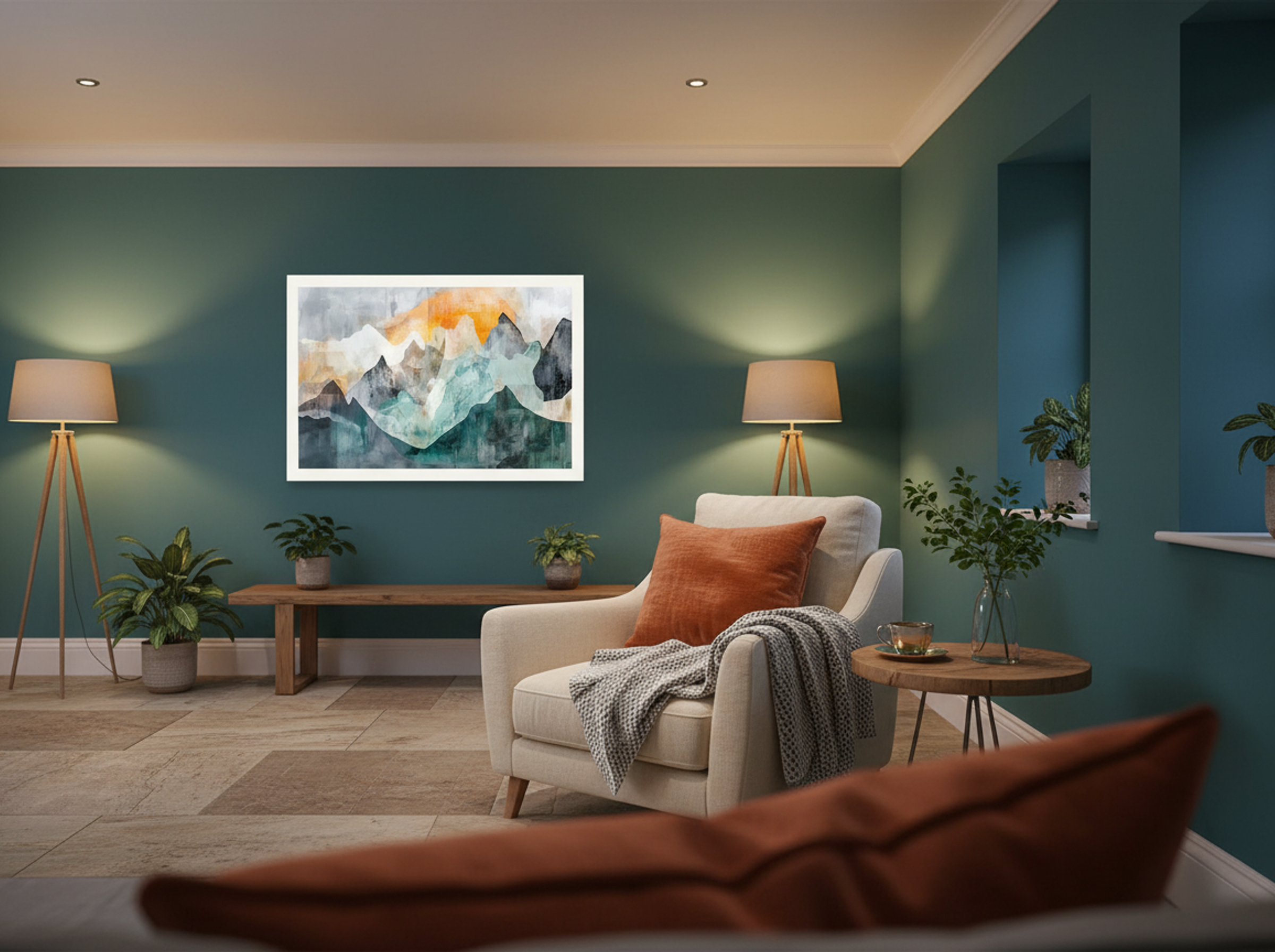 Sunrise Range – Abstract Mountain Landscape (Triptych 1 of 3) - Lifestyle