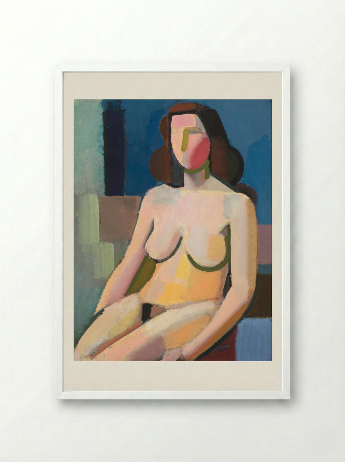 Seated Female Model - Vilhelm Lundstrøm - Framed Print White