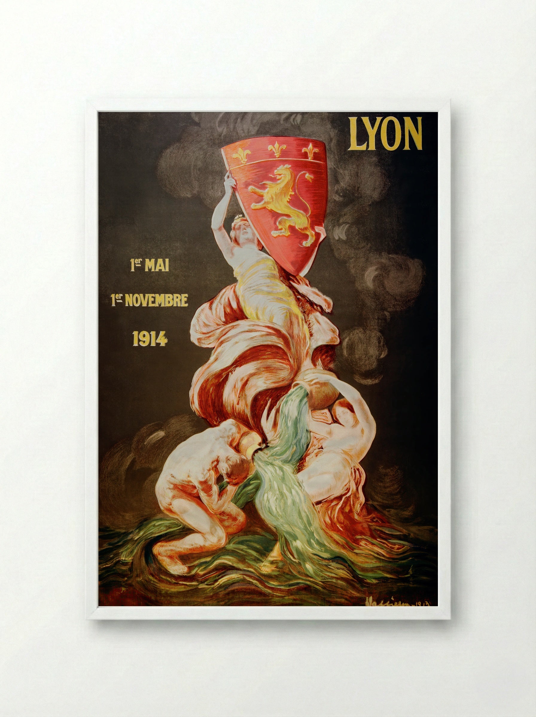 Lyon International Exhibition, 1914 - Leonetto Cappiello - Framed Print White