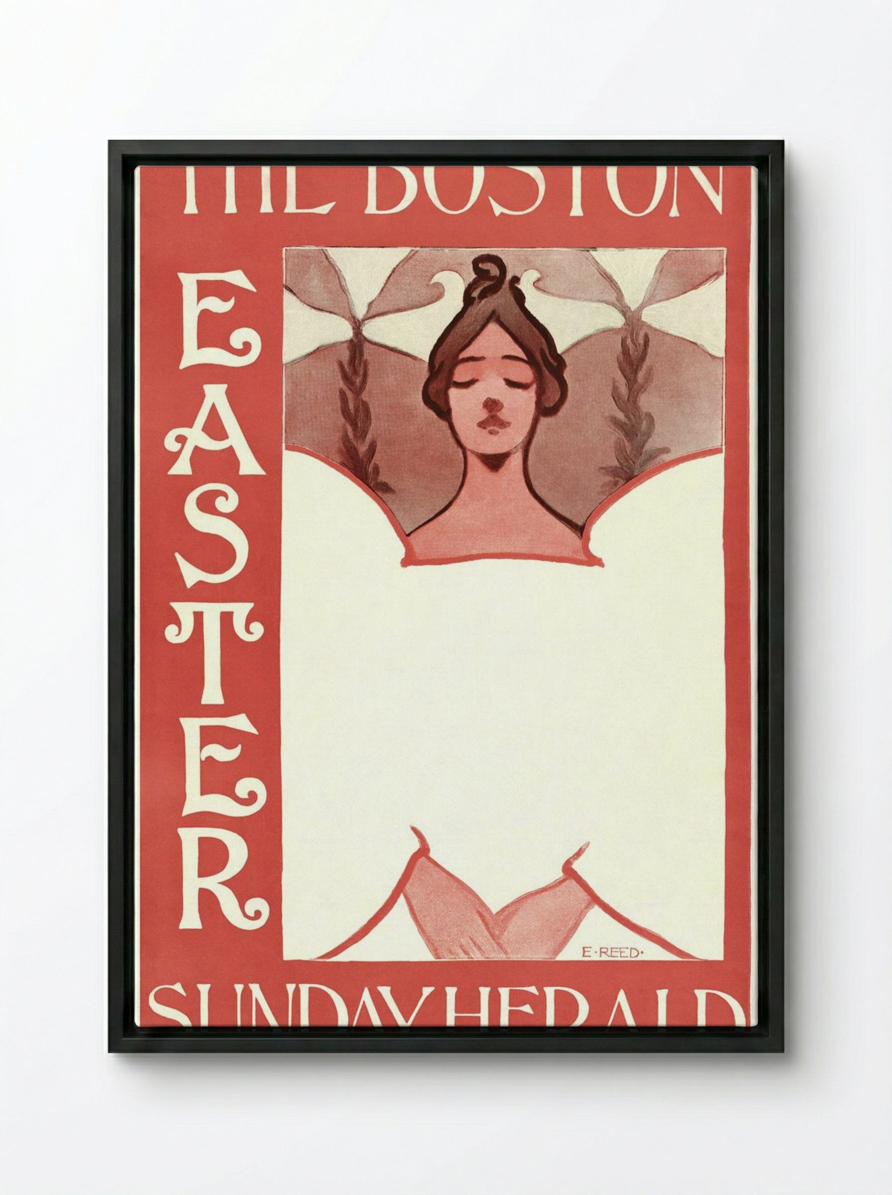 The Boston Easter Sunday Herald - Ethel Reed - Framed Canvas Black
