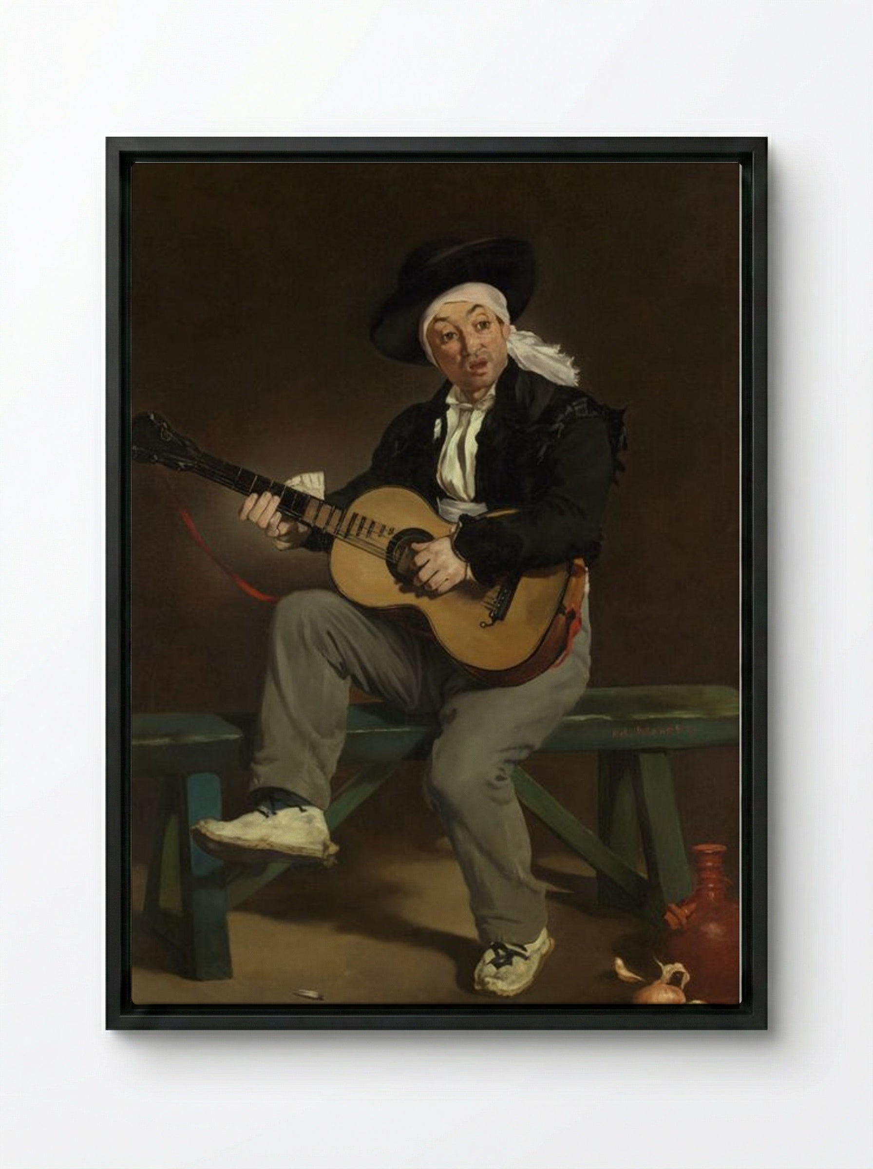 The Spanish Singer - Édouard Manet - Framed Canvas Black