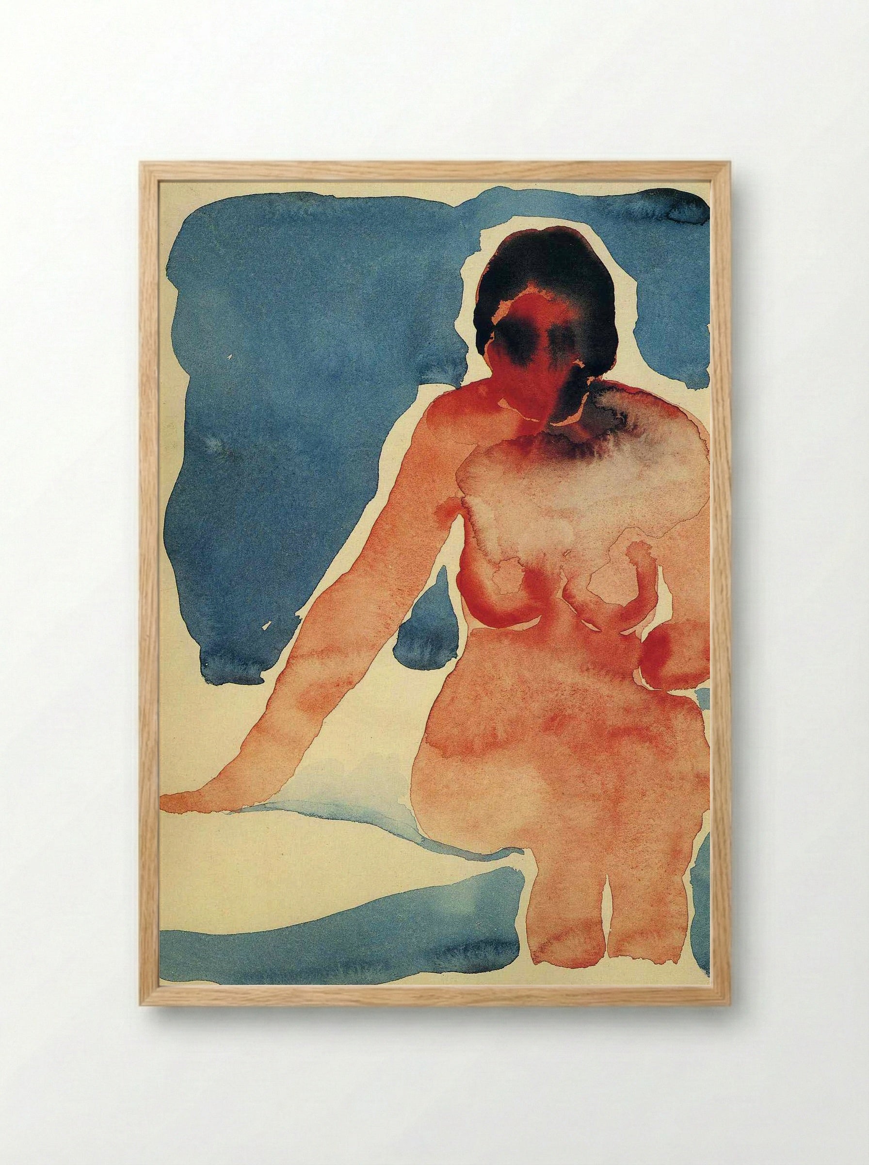 Seated Nude (Watercolour Study) - Fine Art Print - Framed Print Wood