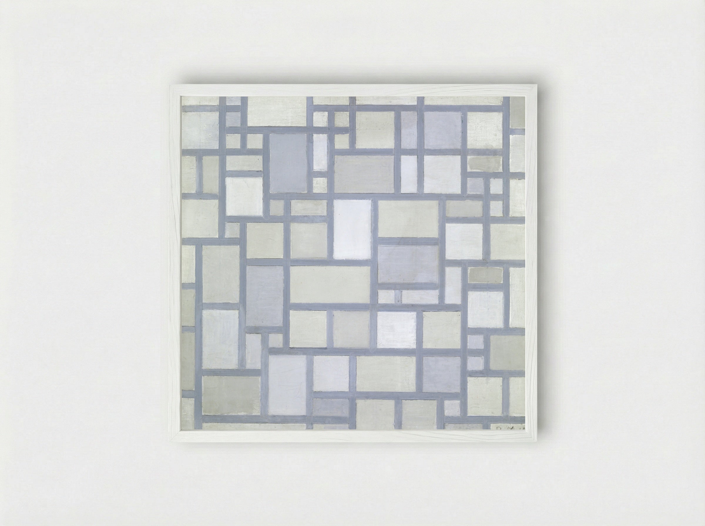 Composition with Gray Lines - Piet Mondrian - Framed Print White