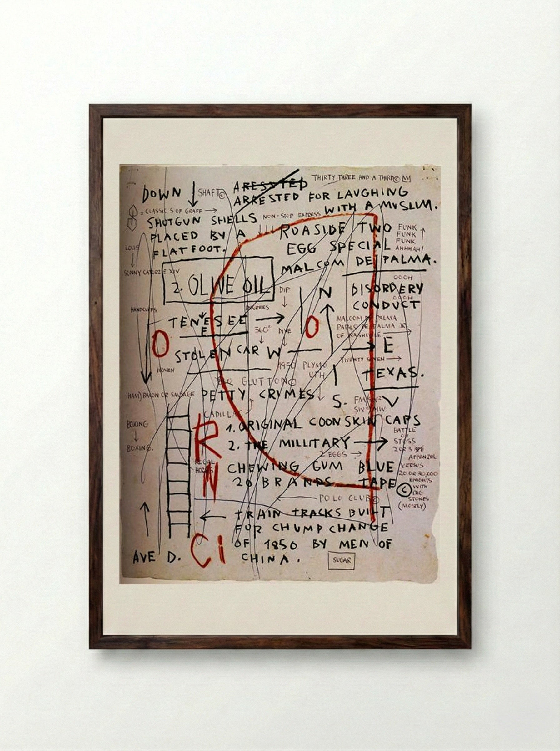 Olive Oil - Jean-Michel Basquiat - Framed Print Dark Wood