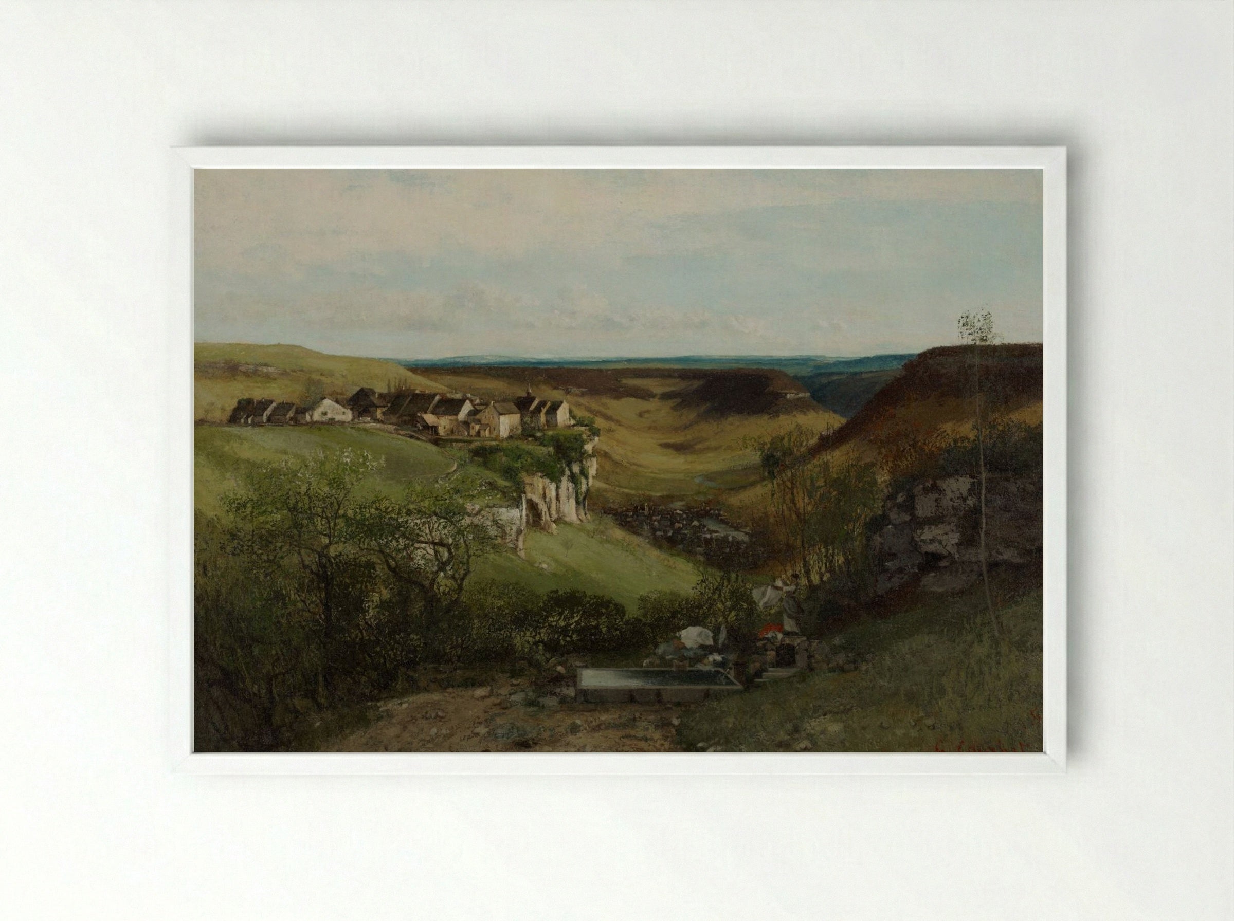 Château d'Ornans - Gustave Courbet - Framed Print White