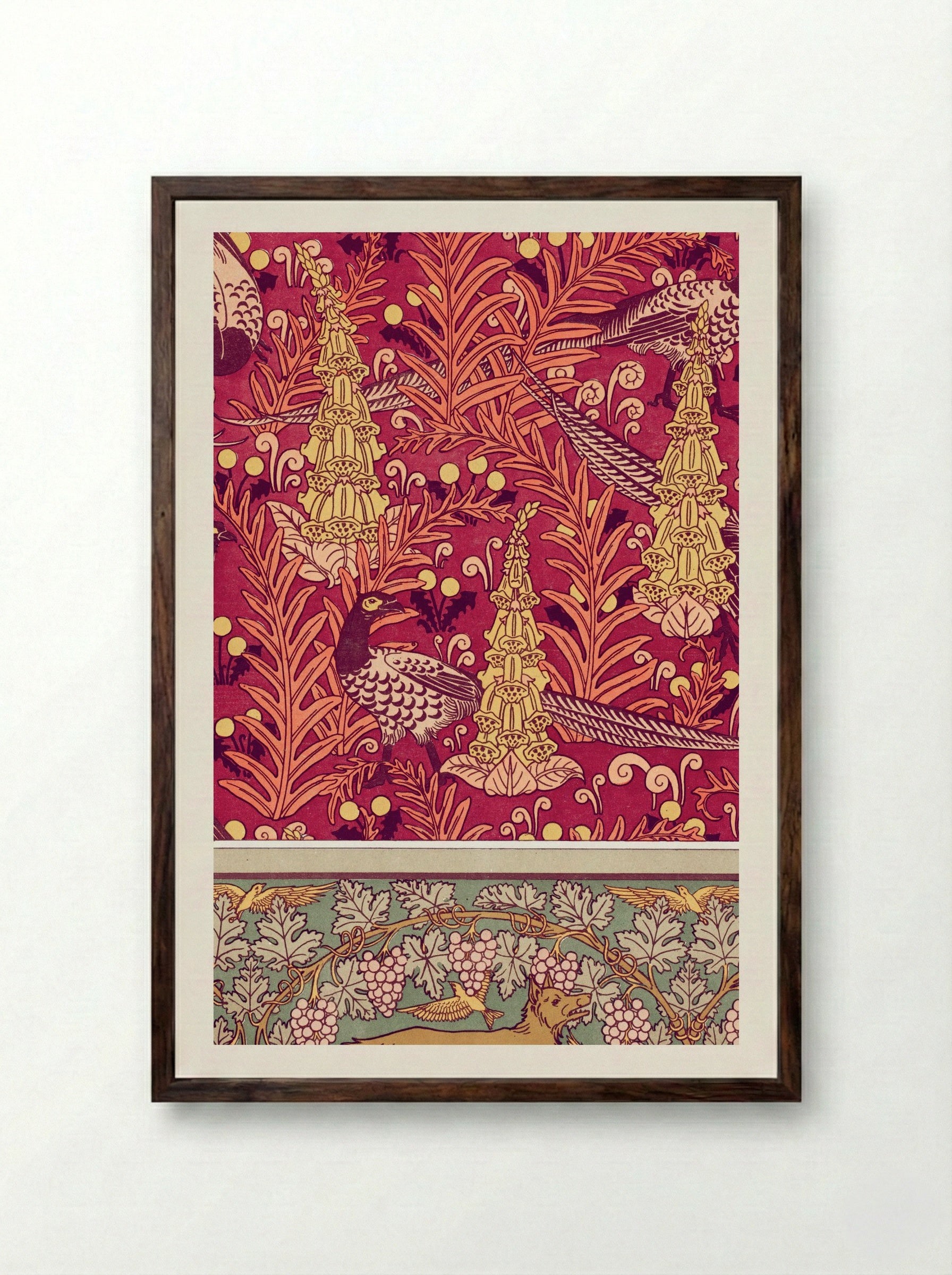 Faisans Ordinaires, Digitales - M.P. Verneuil - Framed Print Dark Wood