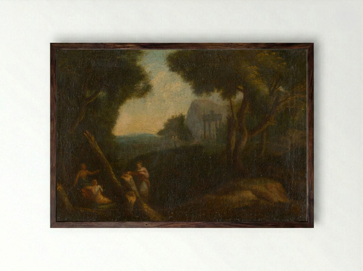 Nymphs in the Woods - Nicolas Poussin - Framed Print Dark Wood