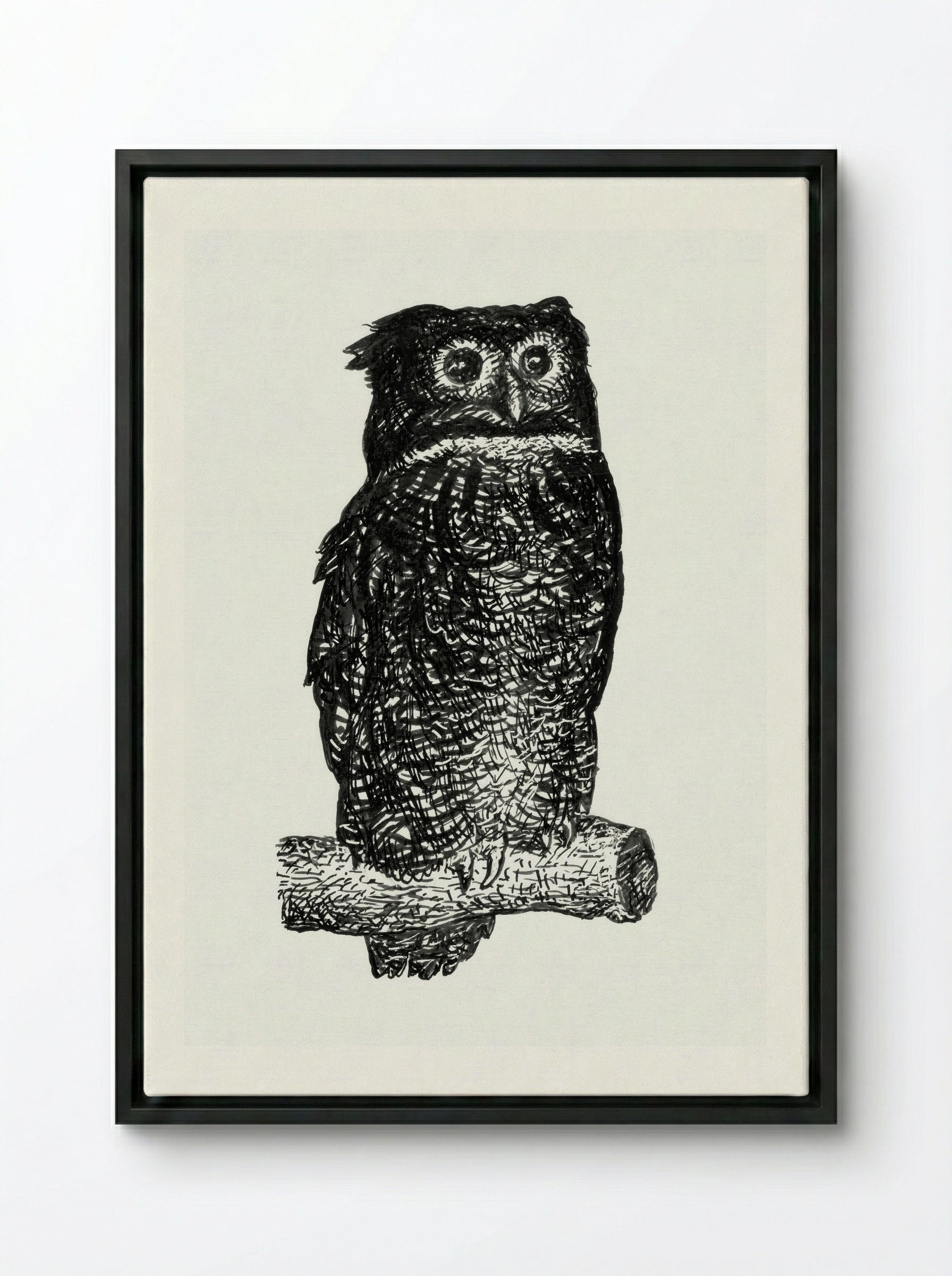 Owl - Leo Gestel - Framed Canvas Black