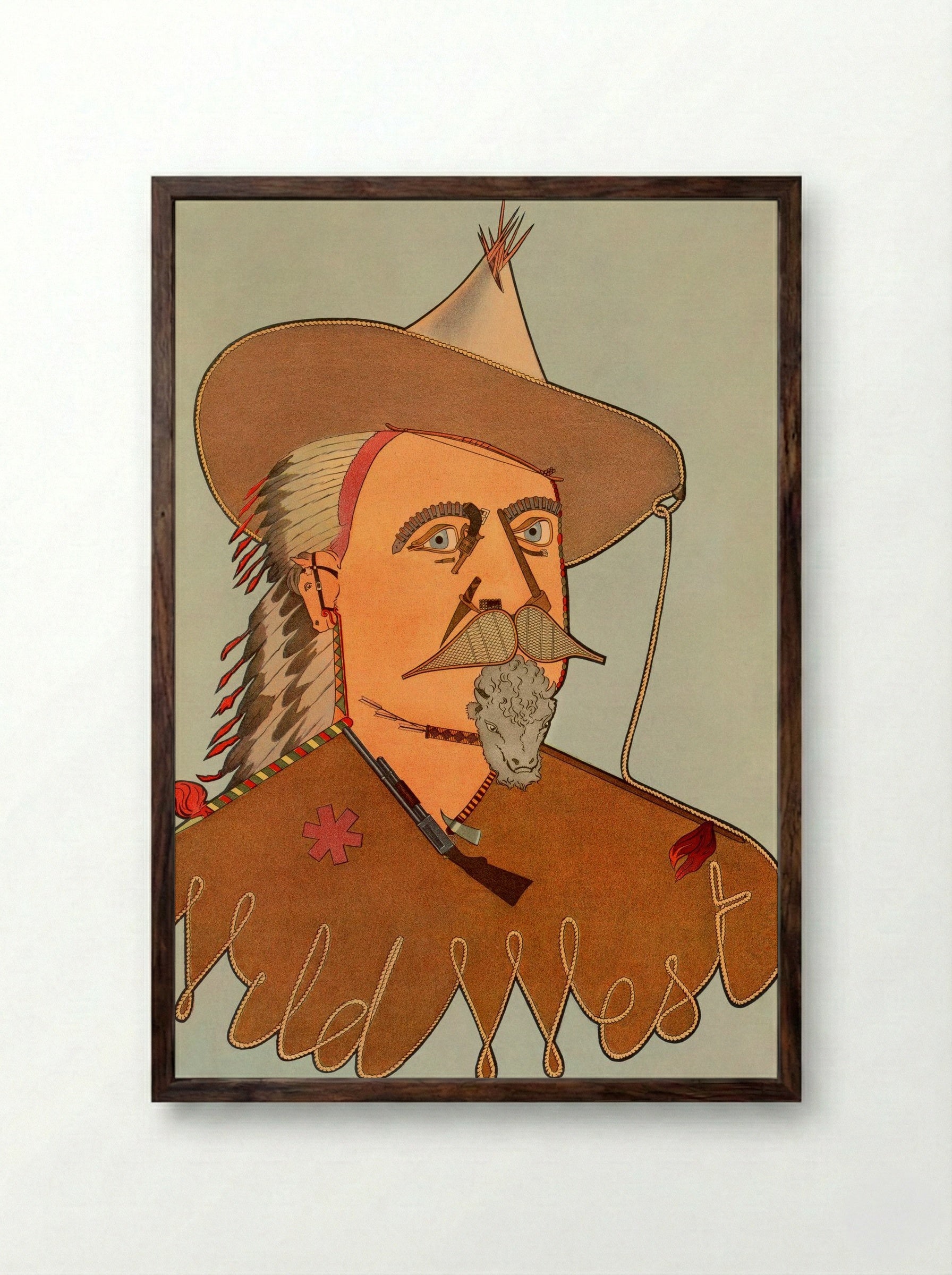 Wild West Portrait - Fine Art Print - Framed Print Dark Wood