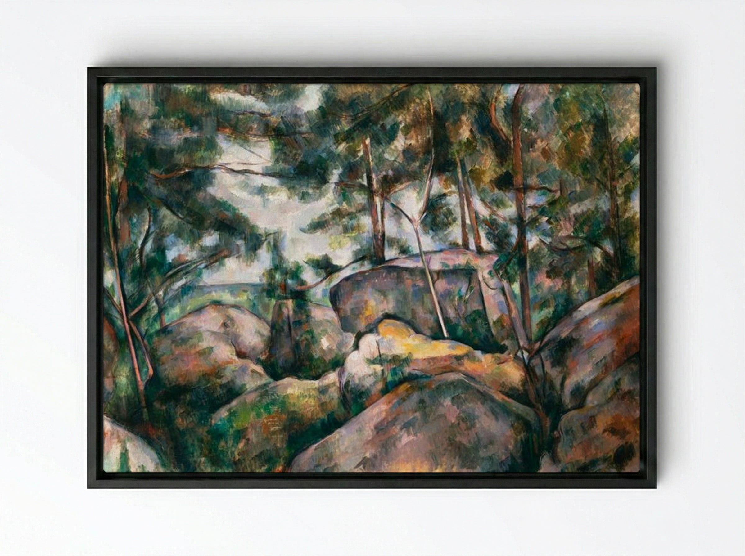 Rocks in the Forest - Paul Cézanne - Framed Canvas Black