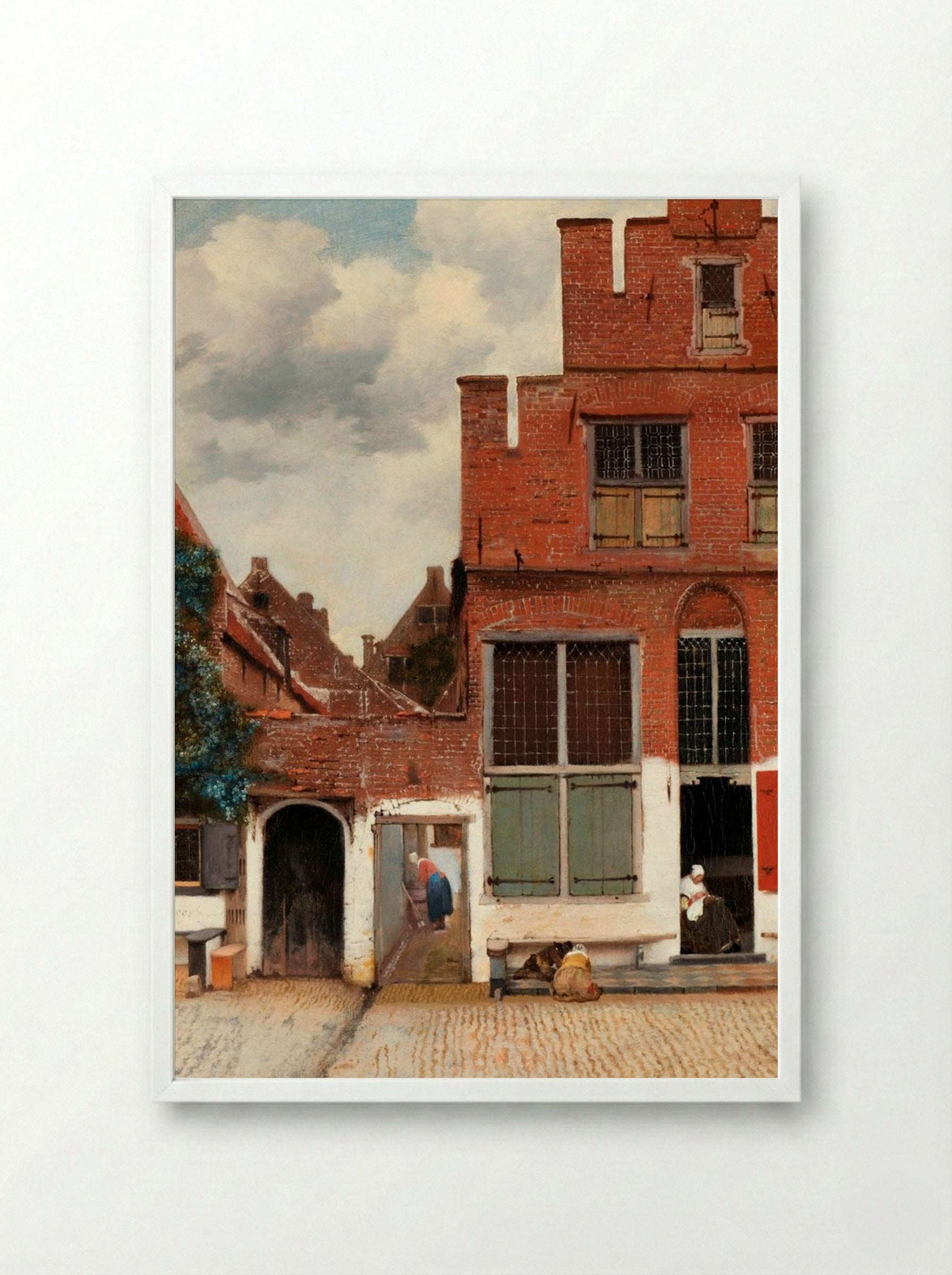 The Little Street - Johannes Vermeer - Framed Print White