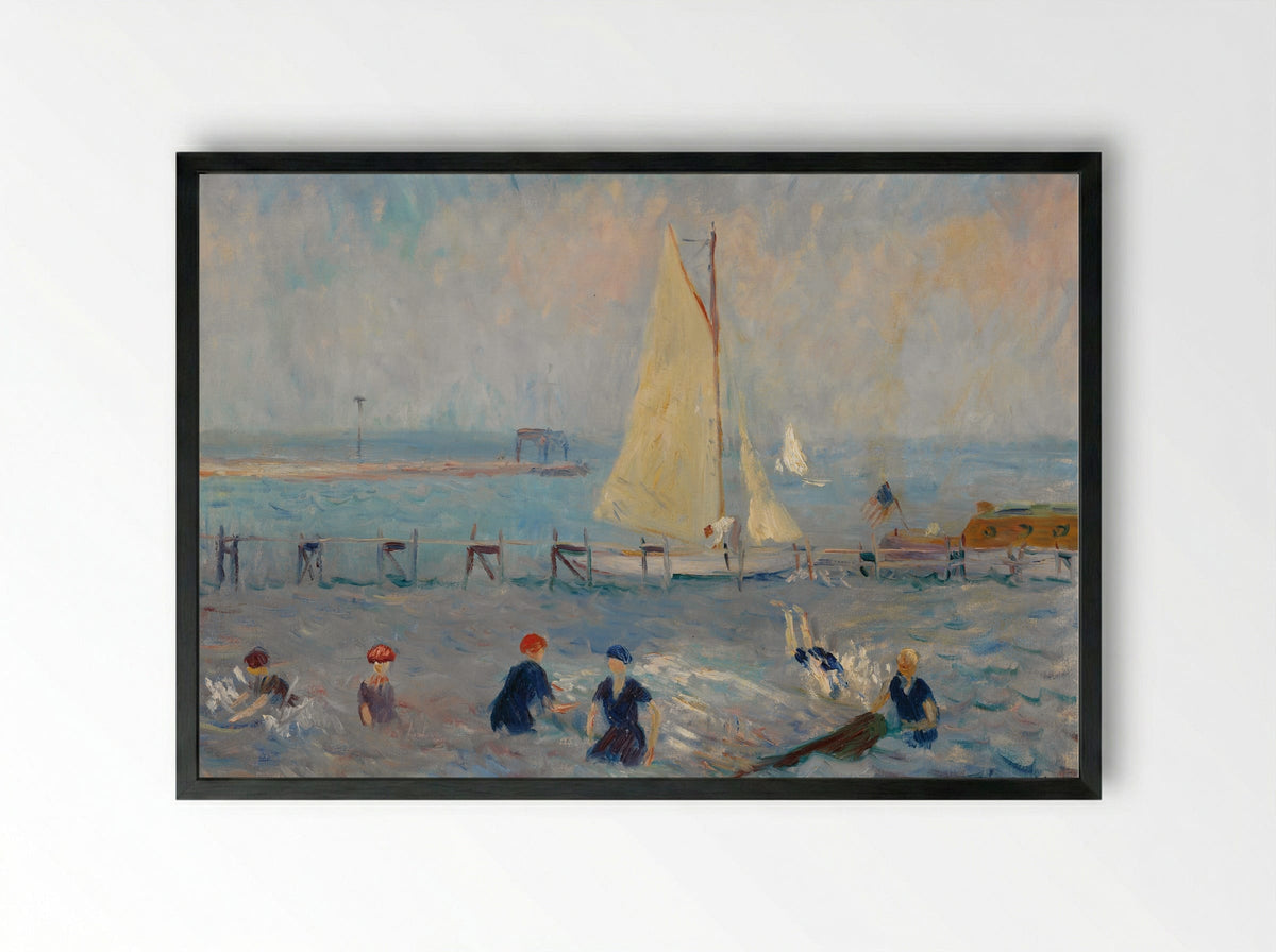 Seascape with Six Bathers, Bellport - William James Glackens - Framed Print Black
